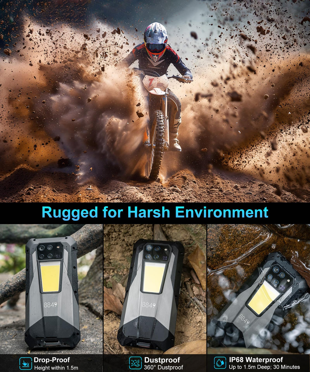 8849 Tank 3 Pro Phone Android 15, 23800mAh 5G Rugged Projector Smartphone