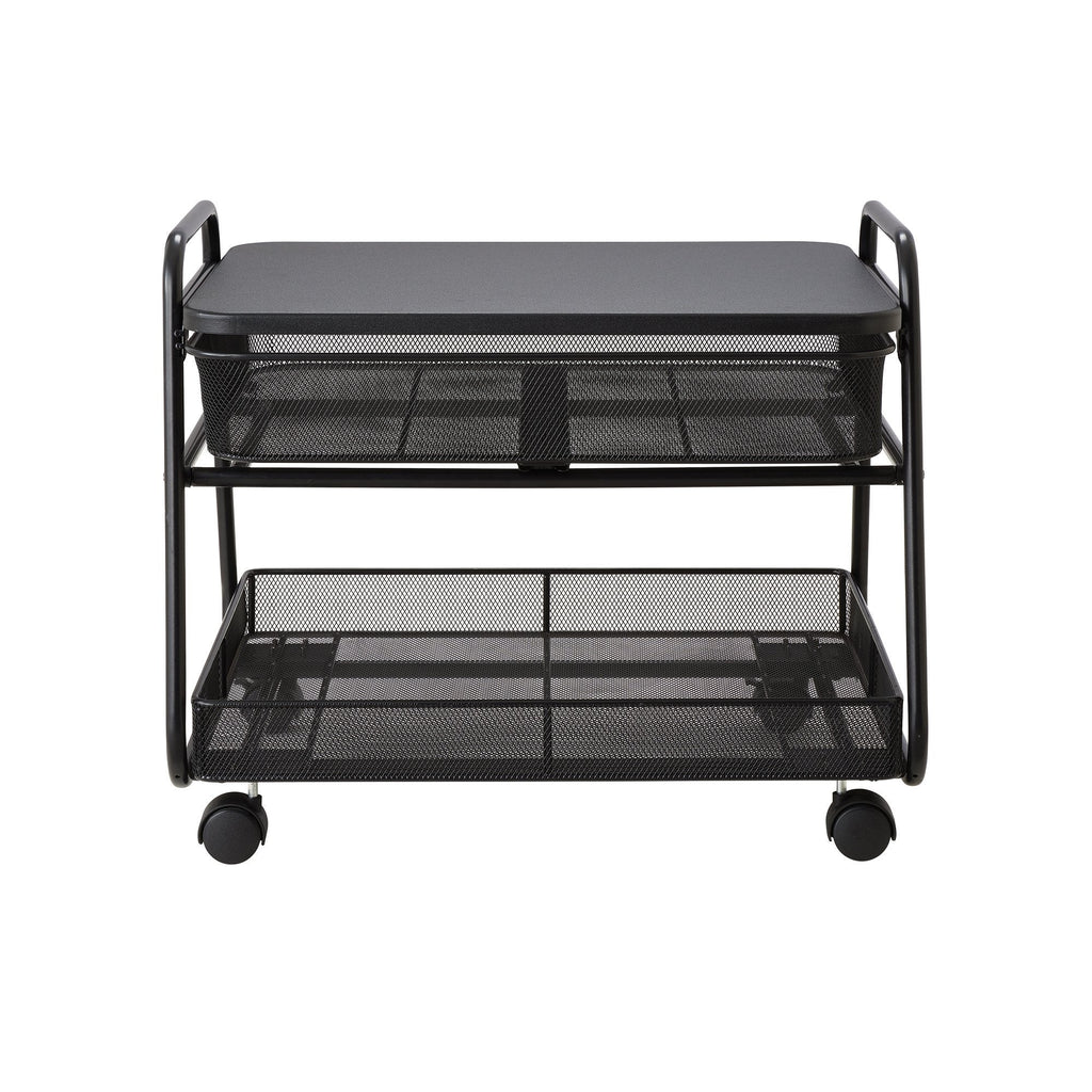 Safco Onyx Rolling Cart Printer Stand, Under-Desk Mobile Utility Table for Home Office with Steel Shelf, Black
