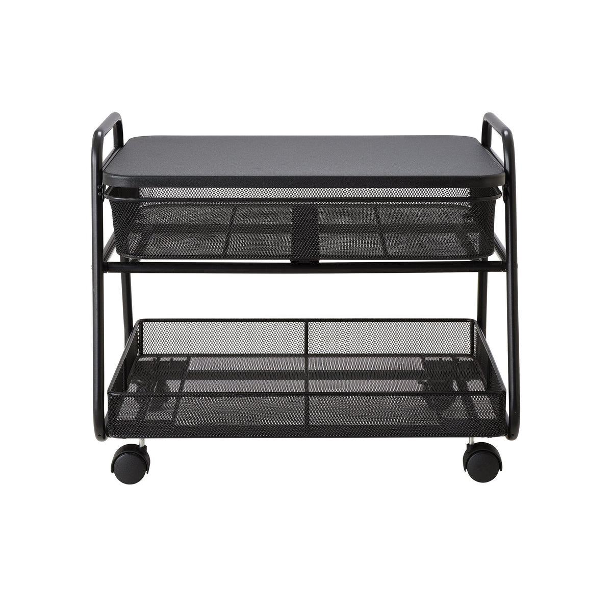Safco Onyx Rolling Cart Printer Stand, Under-Desk Mobile Utility Table for Home Office with Steel Shelf, Black