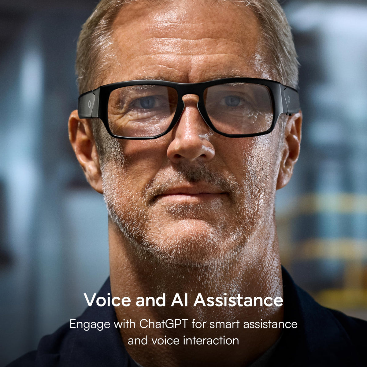 Lucyd Armor Smart Safety Glasses, TR90 Frame, Light Adaptive Lenses, Open Ear Speakers & Microphone - ANSI Z87.1