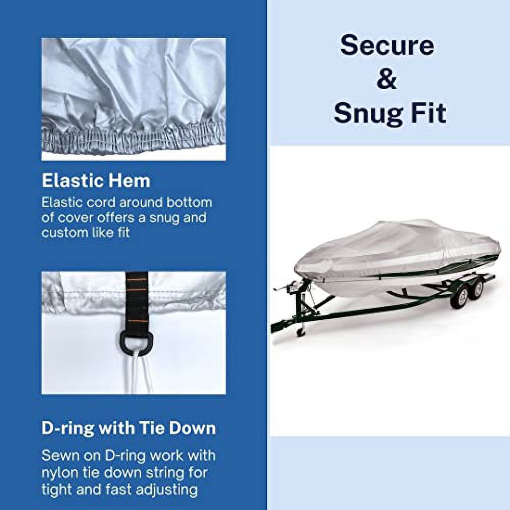 Savvycraft Watercraft Shield 12'-14', Heavy Duty Waterproof Marine Grade Polyester fits V-Hull Runabouts, Pro-Style Bass Watercraft Fish & Ski Watercraft 12ft-14ft Long, Beam up to 68"