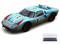 Diecast Car & Display Case Package - 1966 Ford GT-40 MK II #1 w/ Dirt, Gulf Blue - Shelby Collectibles SC405 - 1/18 Scale Diecast Model Toy Car w/Display Case