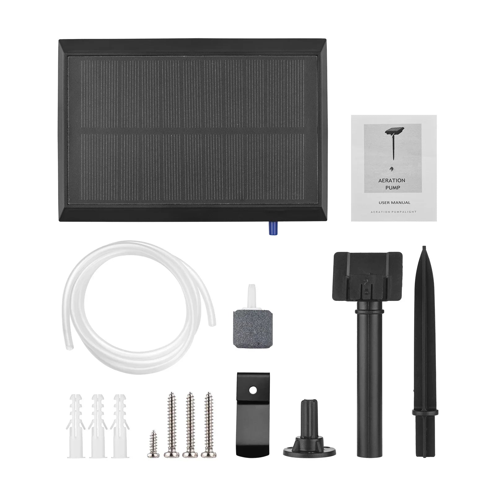 5.5V 1.5W Solar Air Pump Fish Oxygenator with Aquarium & Air Bubble Stone Pond Pump Aerator Rechargeable Fishing Fish Tranportation Small Ponds Pools Circulation Garden L