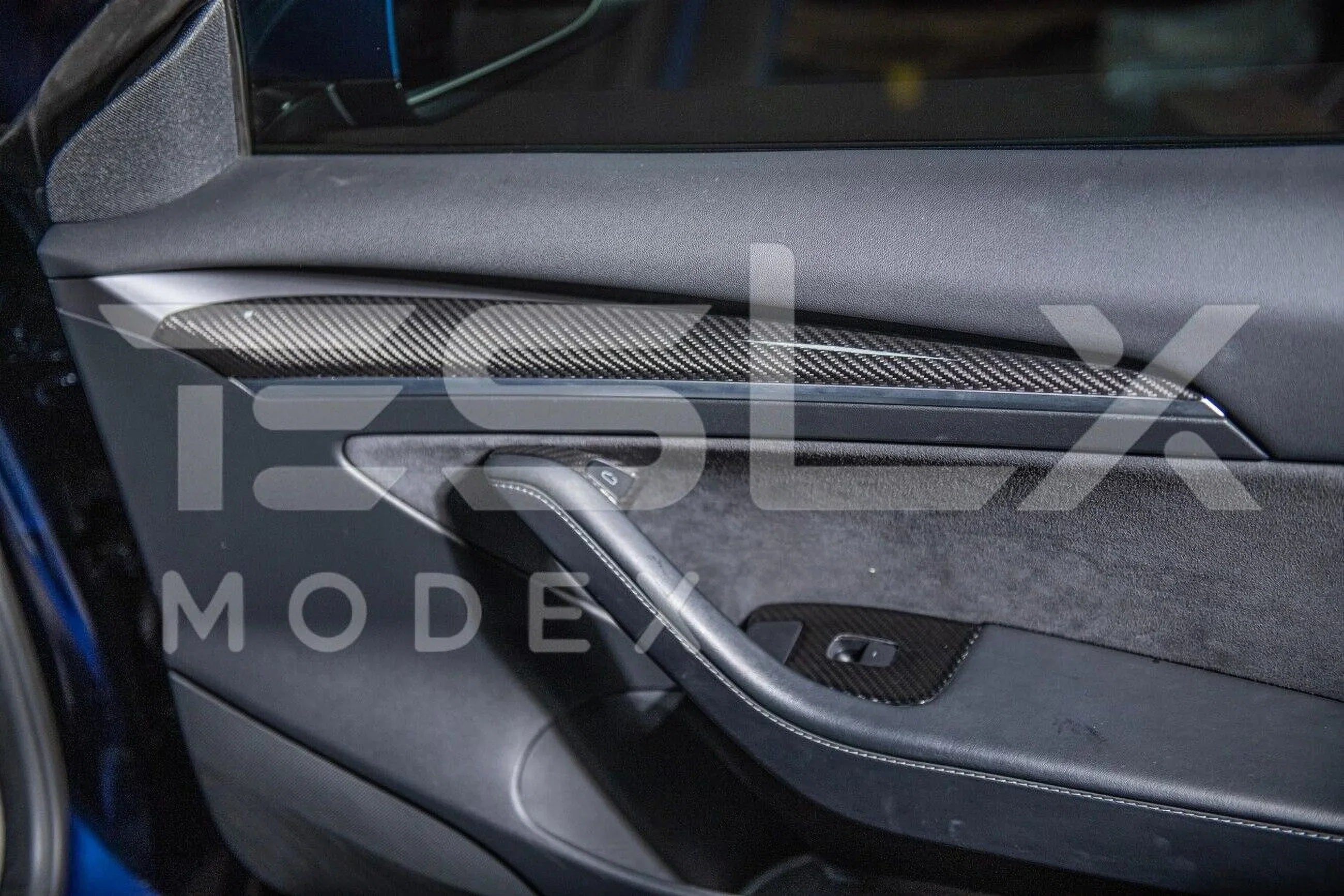 Replacement For 2020-2023 TESLA Model 3 & 2020-Up Model Y Factory Style CARBON FIBER Interior Front Door Trim Panel Protection Pair