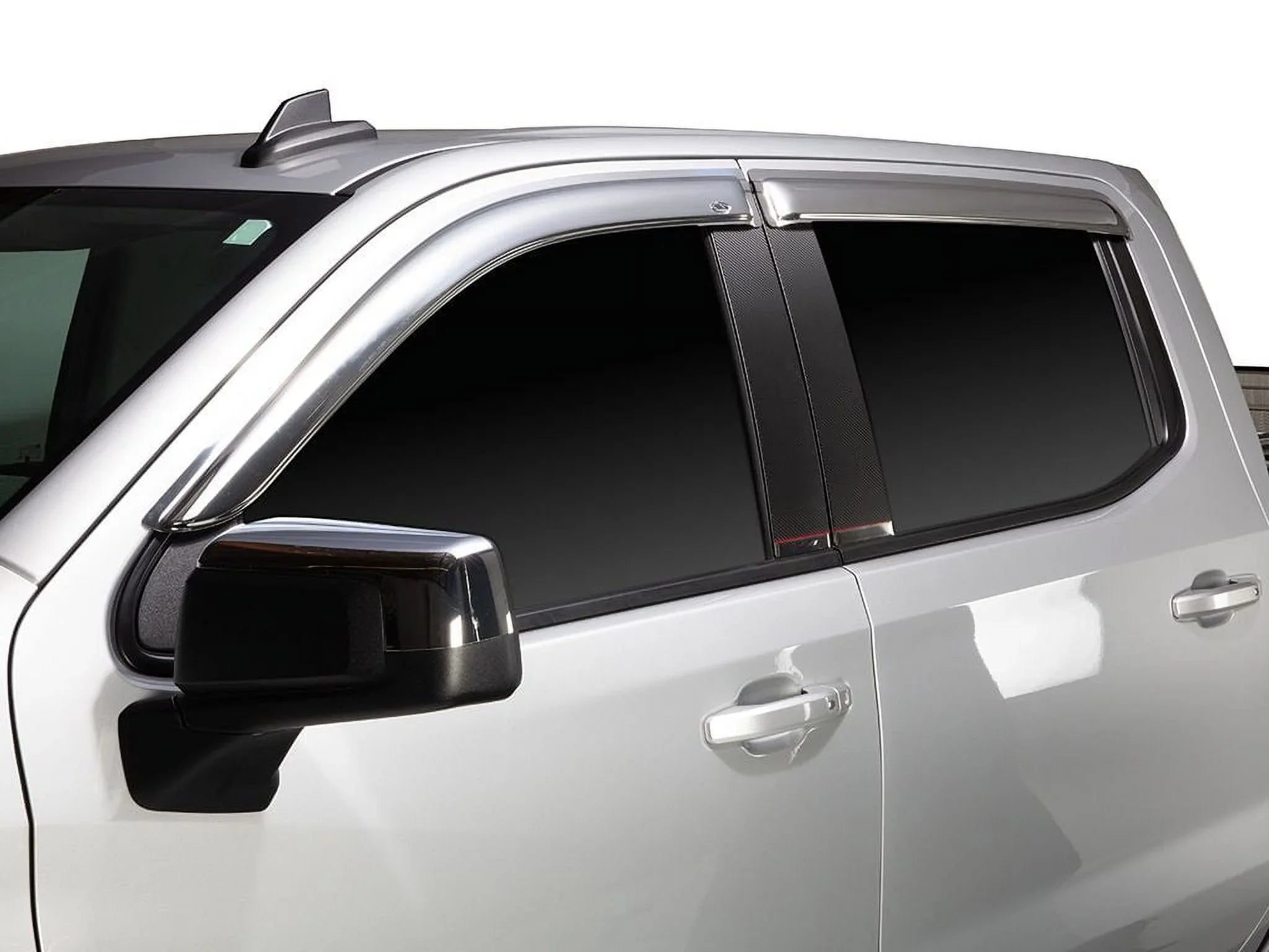 Auto Ventshade (AVS) by RealTruck Outside Mount Front Window Ventvisor 2Pc - Chrome with Select: 2017-2019 Nissan Titan Xd, 2021 Nissan Titan Sv/Sl/Platinum Reserve