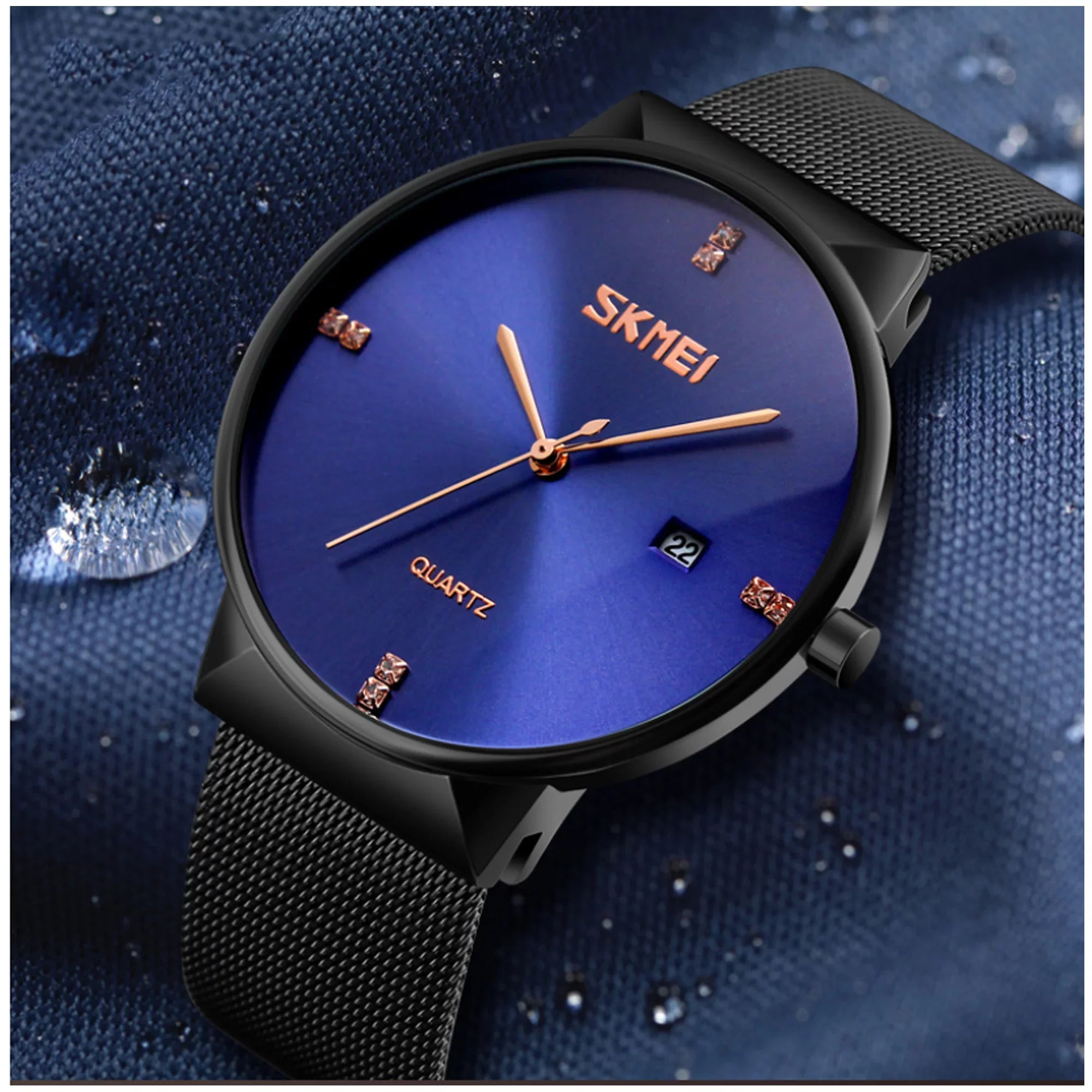 SKMEI Mens Ultra Thin Luxury Stainless Steel Watch, 30M Water