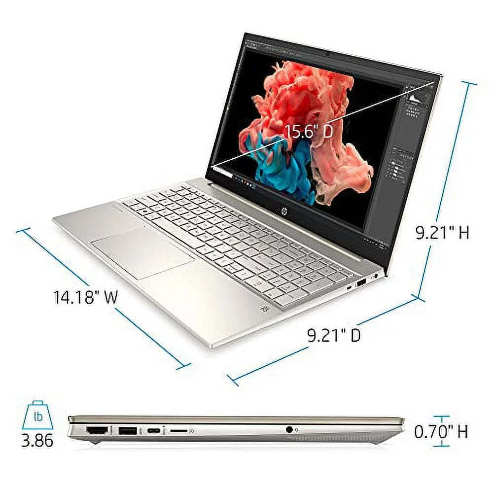 HP 2022 Pavilion 15.6" IPS FHD Touchscreen Laptop Intel 4-Core i7-1165G7 Iris Xe Graphics 32GB RAM DDR4 1TB NVMe SSD USB-C WiFi AX Bluetooth HDMI Webcam Backlit Keyboard Windows 11 Pro w/RE USB
