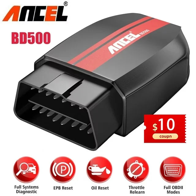 Ancel BD500 Wireless Car Scanner Fits VW Audi Skoda Seat VAG Vehicles Bluetooth OBD2 Scanner Code Reader Check All Systems Oil Reset EPB Reset Throttle Learning Automotive Diagnostic Scan Tool