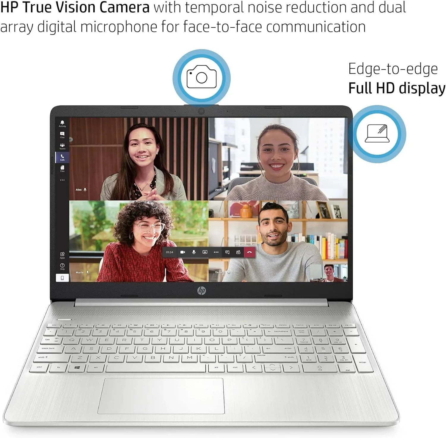 HP 15 15.6" Full HD Business Laptop Computer, Intel 4-core i5-1135G7, 16GB RAM, 512GB PCIe SSD, Iris Xe Graphic, Wi-Fi 6, BT 4.2, Natural Silver, Windows 11 Home