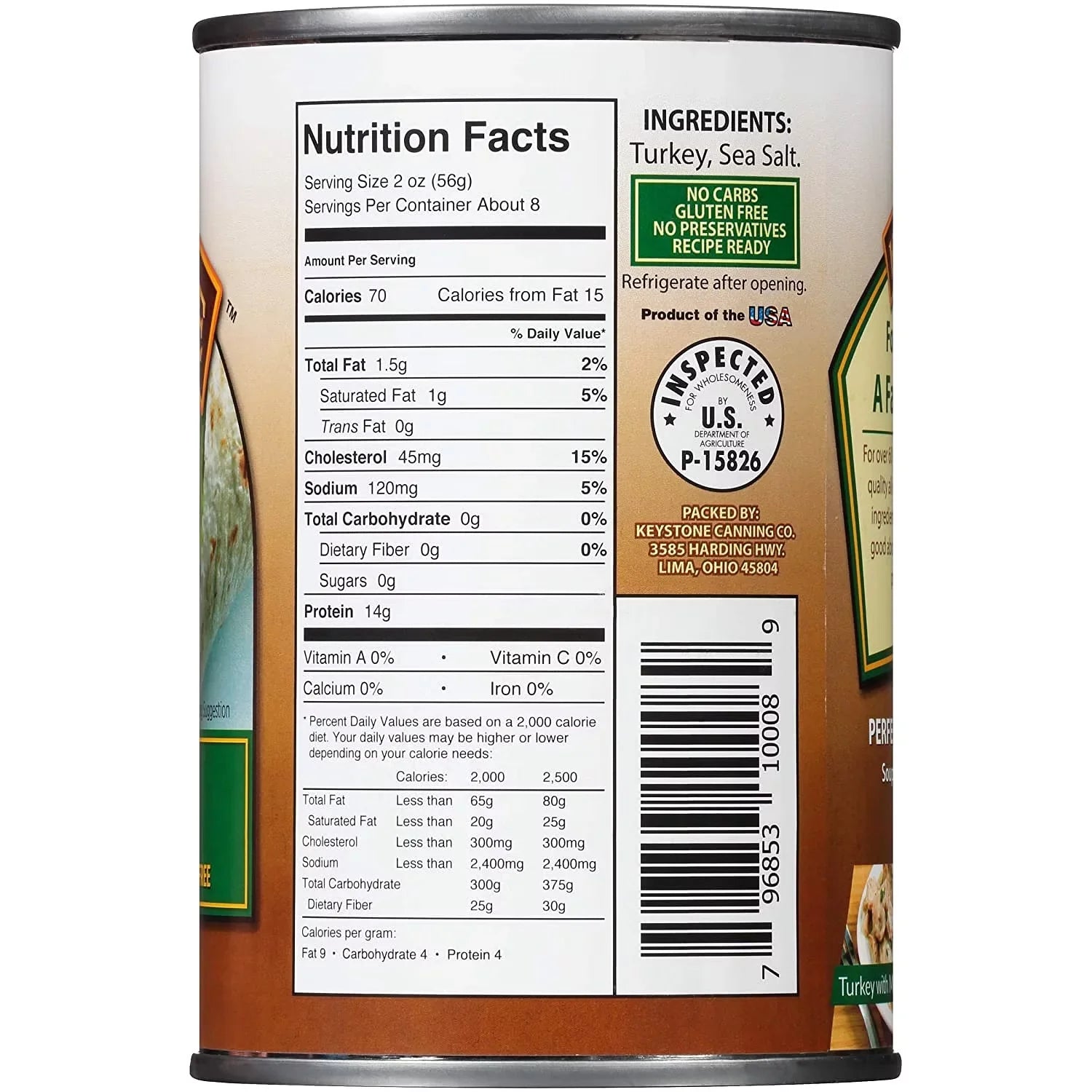 (12 Pack) Keystone All Natural Turkey 14.5 oz Can Emergency Survival Food For Camping Hiking and Backpacking Ready to Eat
