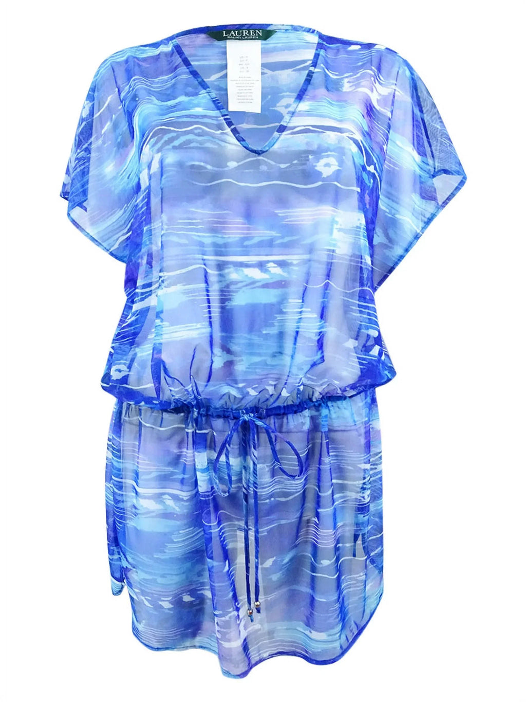 Lauren by Ralph Lauren Women's Calypso Ikat-Print Tunic Wrap (S, Blue)
