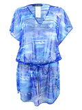 Lauren by Ralph Lauren Women's Calypso Ikat-Print Tunic Wrap (S, Blue)