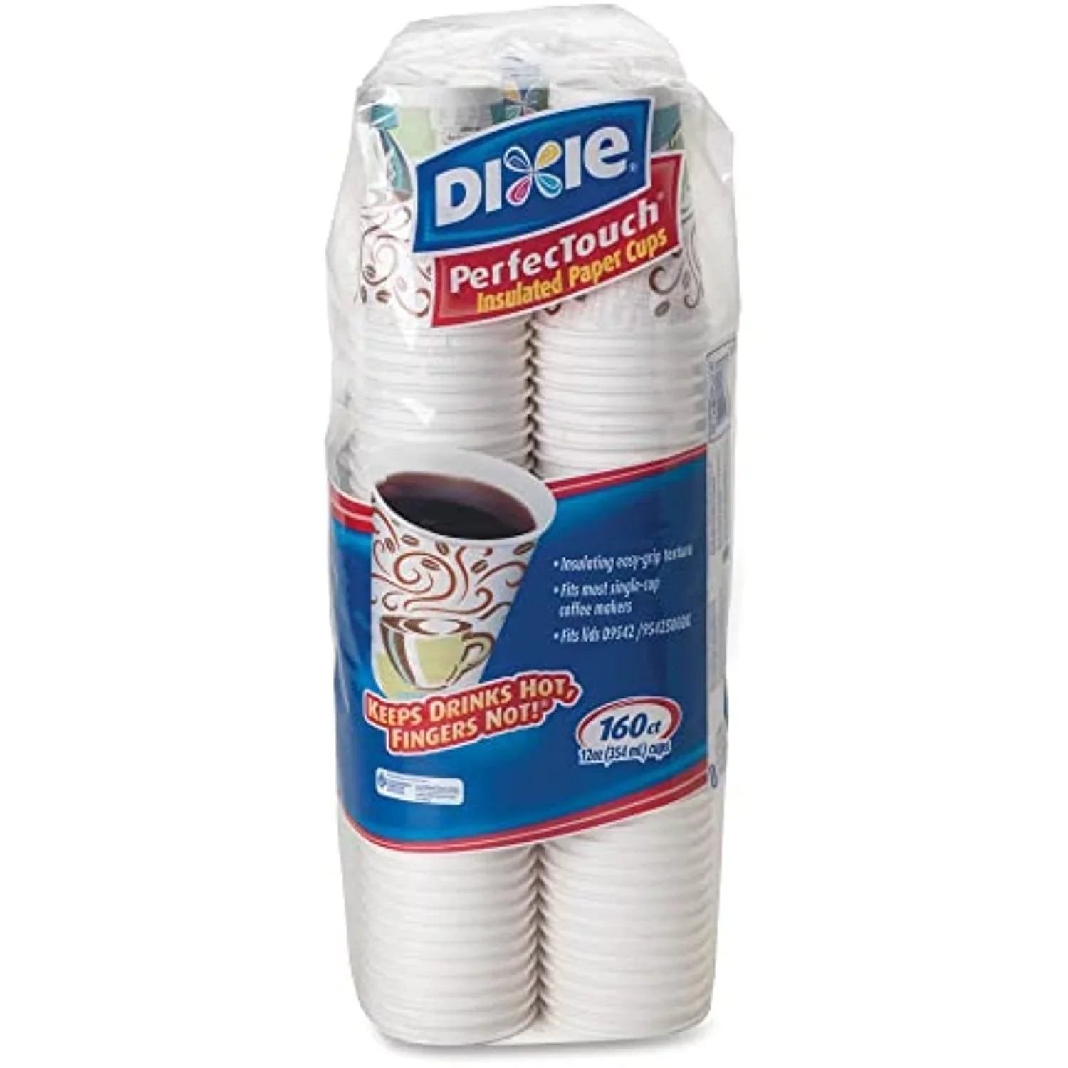 Dixie Perfectouch 12 Oz. Insulated Paper Hot Coffee Cup By Gp Pro (Georgia-Pacific), Coffee Haze, 5342Cdsbp, 160 Cups Per Case, Coffee Haze Design