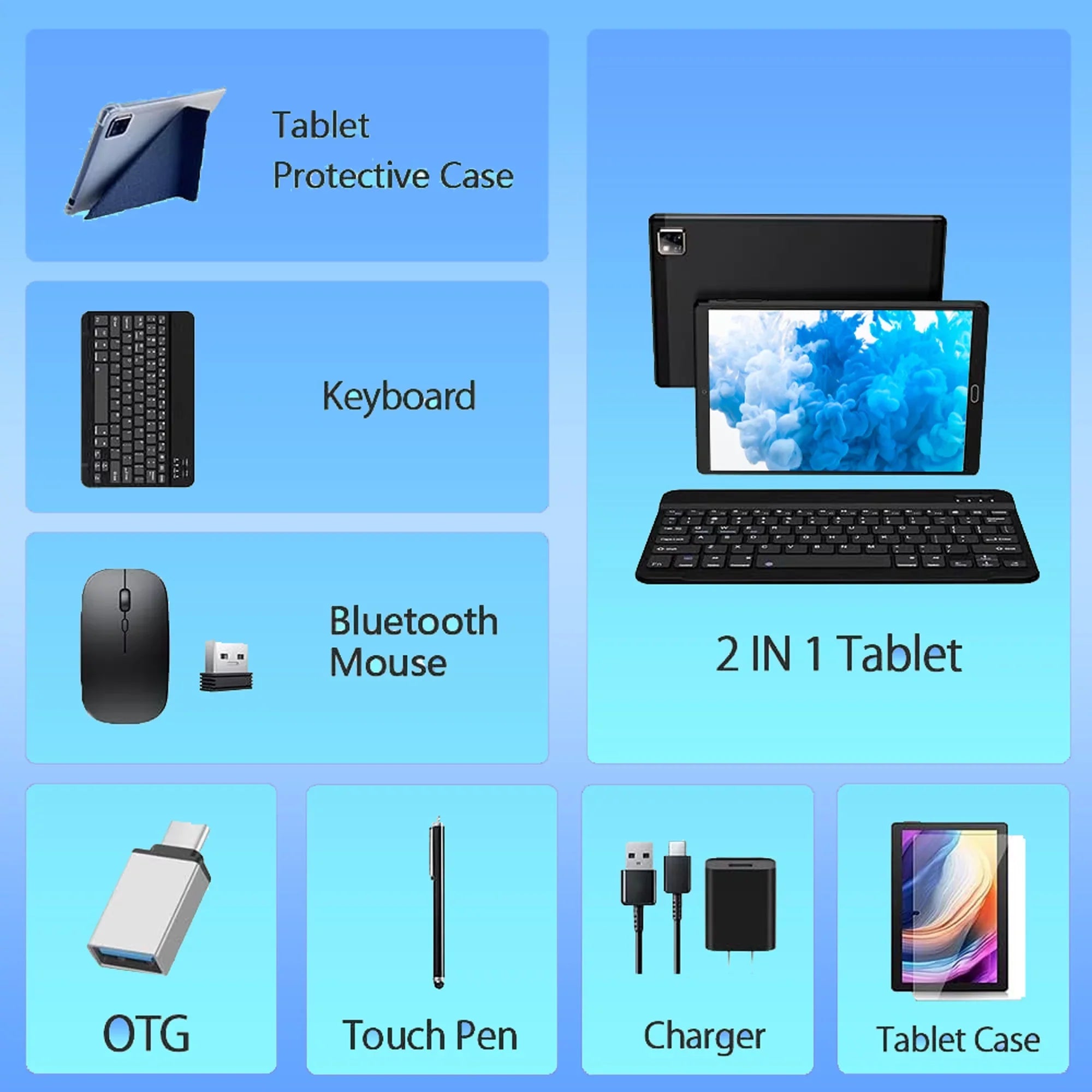 10 inch Tablet Android 11 Tablets with Keyboard, 4GB RAM 64GB ROM 128GB Expand, 5G/2.4G Wi-Fi, HD IPS Display, 6000mAh Tablet PC with Case,Mouse,GMS Certified,Black