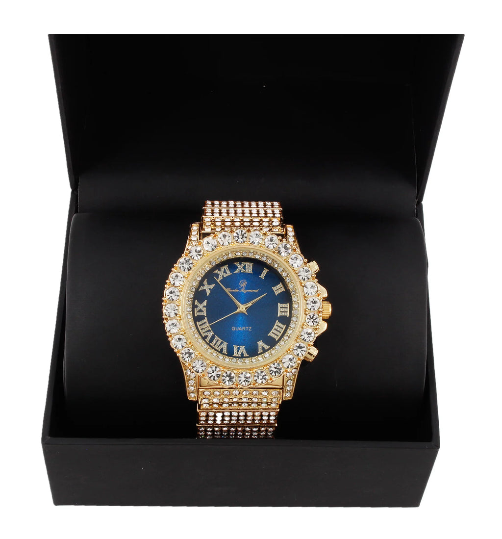 Charles Raymond Thick Bling'ed Out Rolly Look Silver dial - Oversize Iced-out on Blast Metal band Hip Hop Men's Wristwatch- ST10238