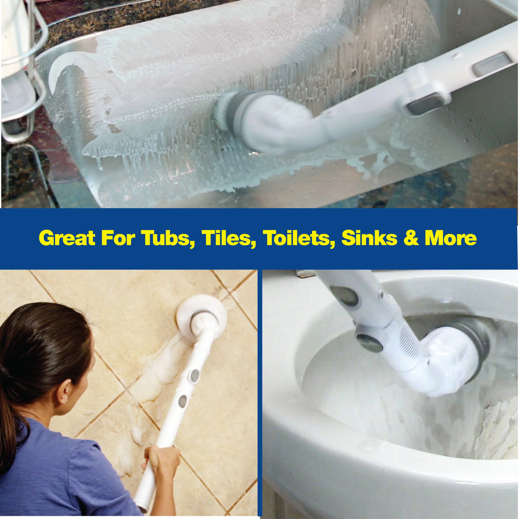 Scrubtastic Spin Scrubber Electric Scrubber Multi-Purpose Surface Scrubber and Cleaner, 1 Pack & 3 Brush Heads