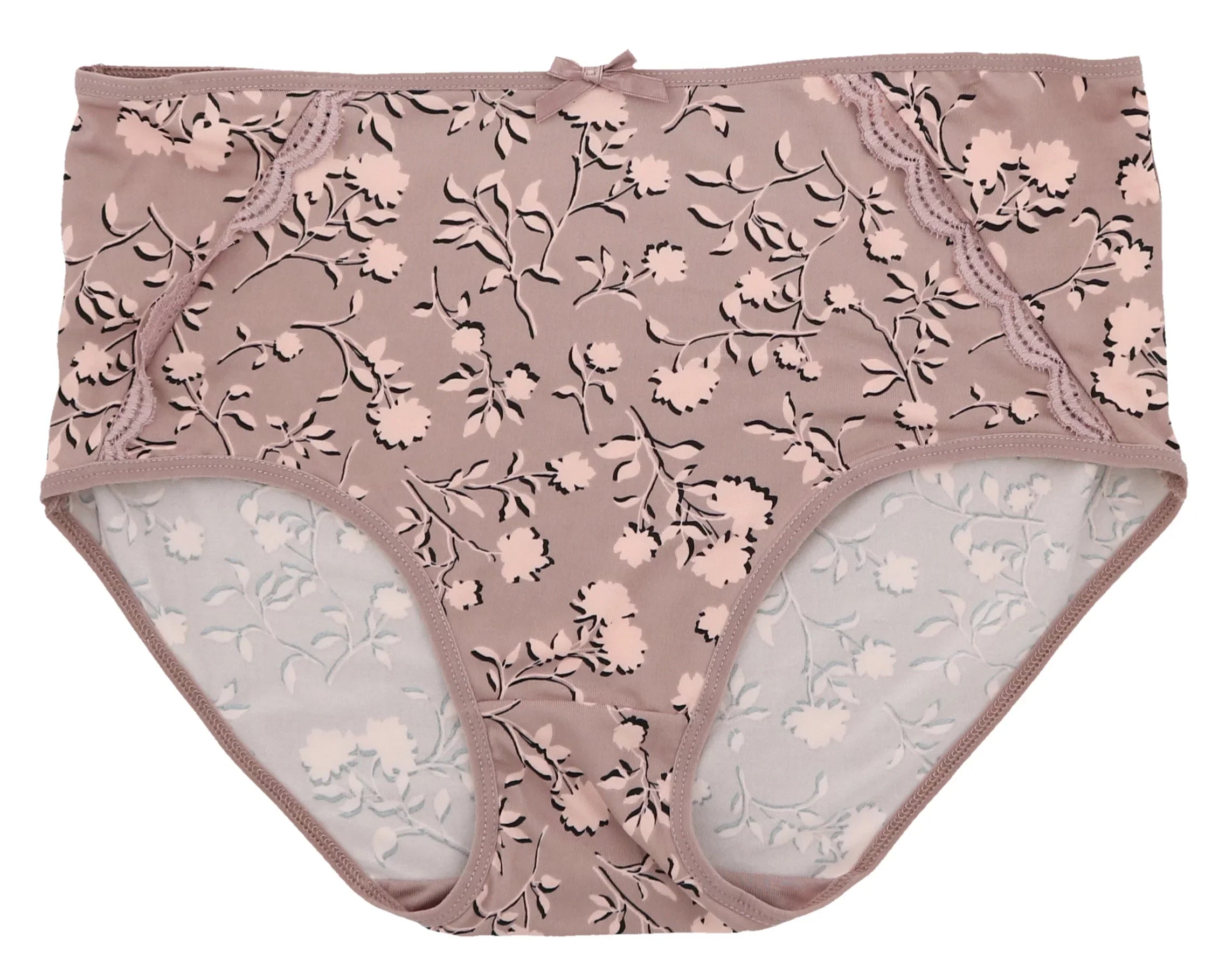 Delta Burke Intimates Women's Plus Size Sexy Classic High Rise Brief Panties (5Pr) (X-Large, Pink Floral Dots)