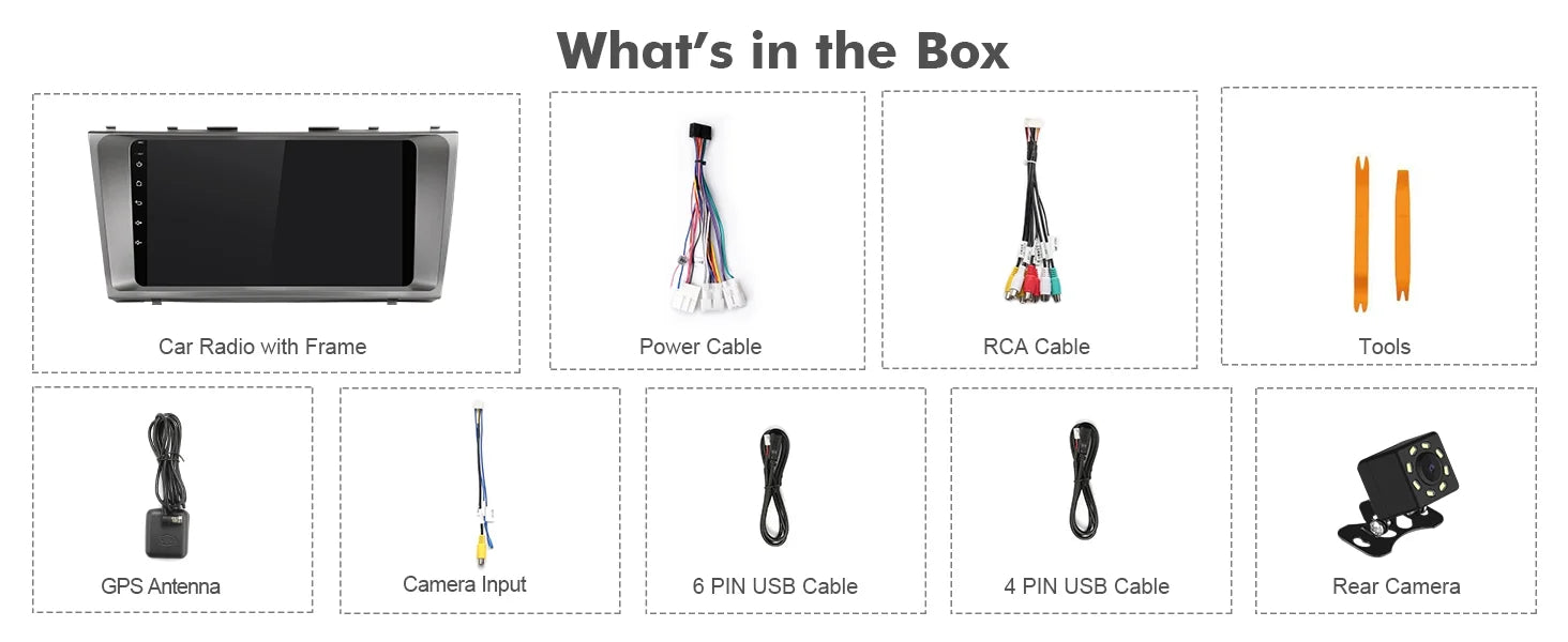 2+32G Android 10 Double Din Car Stereo Toyota Carmy 2006-2011 with 9 Inch Touchscreen Radio Built-in Wireless Carplay/Android Auto/GPS/Bluetooth/FM/AUX-in/Steering Wheel Control/Backup Camera