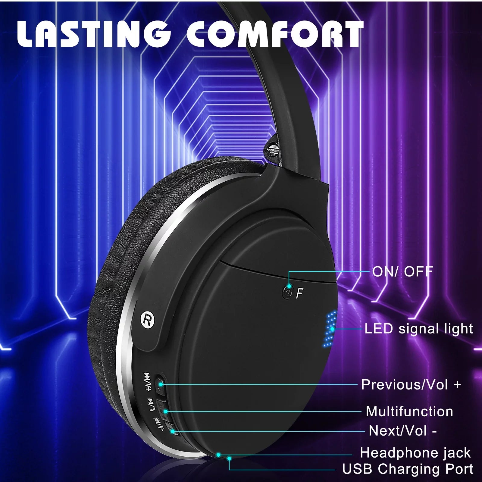 UrbanX UX35 Wireless Bluetooth Stereo Earphones with High Resolution Audio, Deep Bass, Superior Comt Over The Ear Headphones with Mic ZTE Axon 30 Ultra 5G Phone Call Support