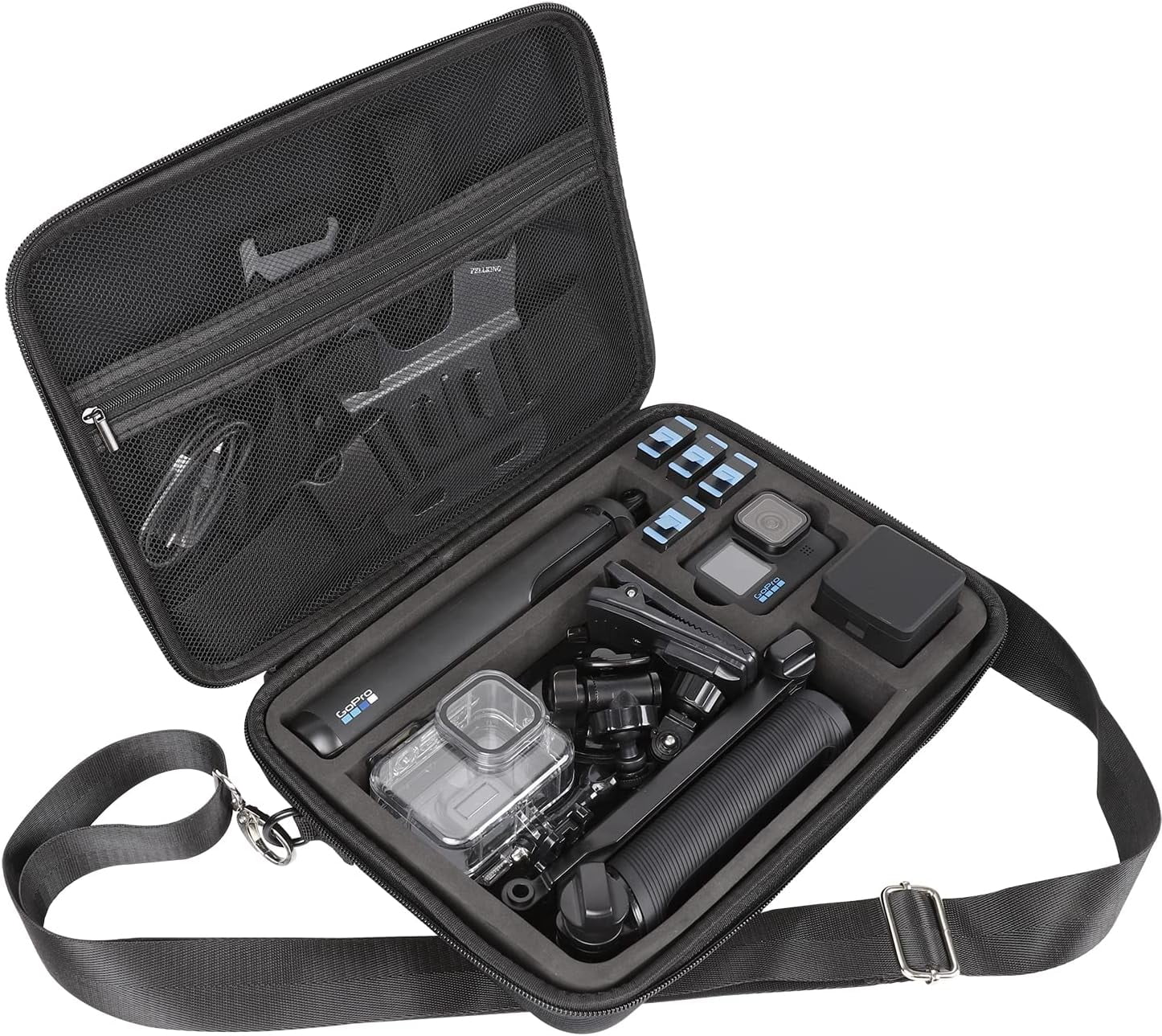 PellKing Large Carrying Surface-Waterproof Case GoPro 12,11,10,9 Camera,Hard Shell Bag with EVA Liner