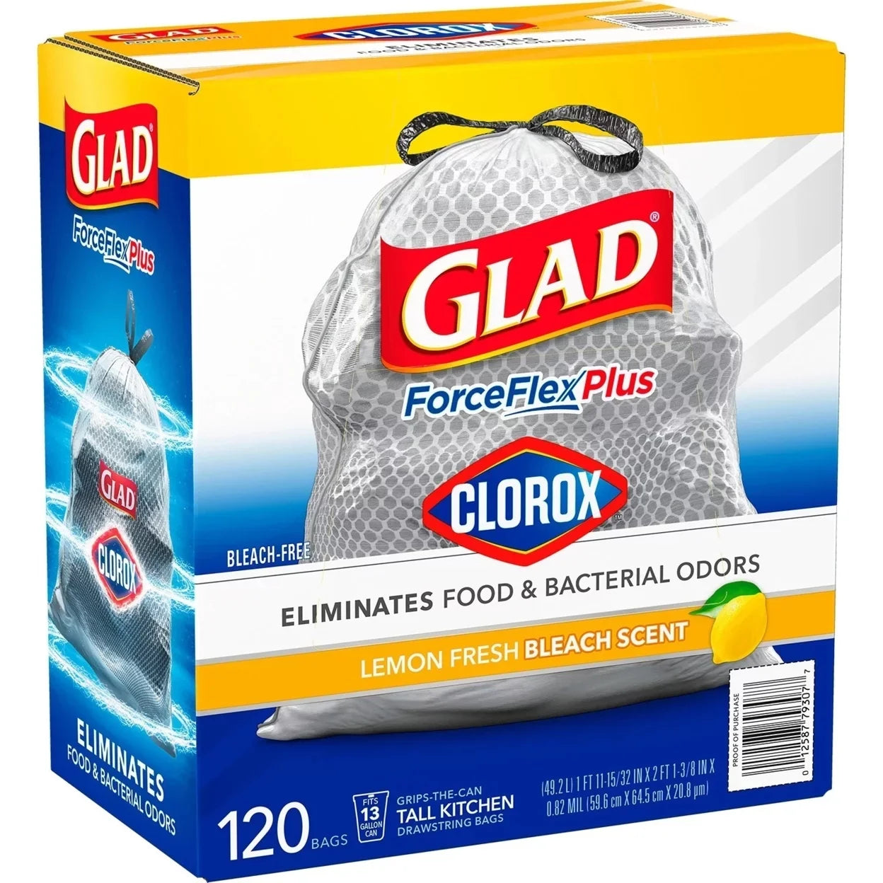 Glad Tall Kitchen Grey Trash Bags – ForceFlex Plus, Lemon Scent (13 Gal, 120 Ct)