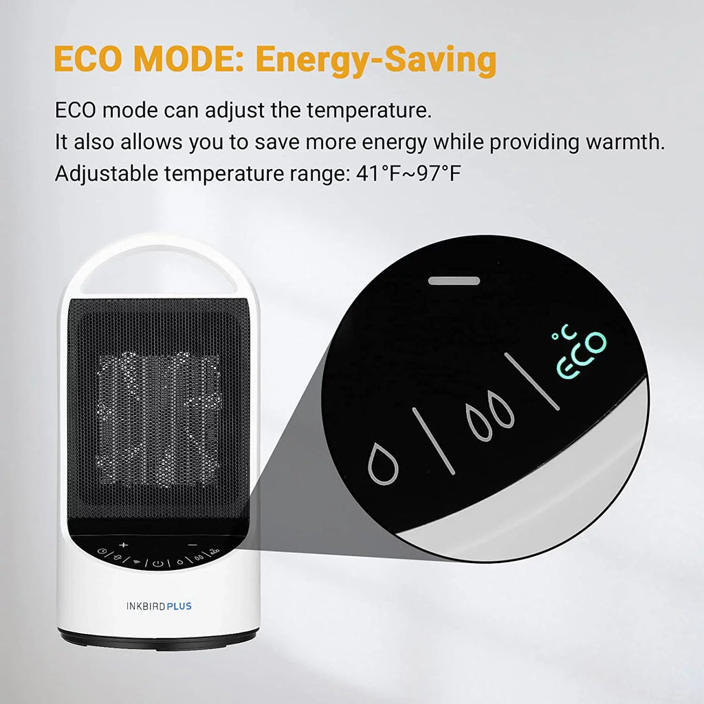 INKBIRDPLUS 1500W Portable WiFi Space Heater with 24 Hours Timer, 3 Modes, Overheating &Tip-over Protection Support Alexa, Bedroom, Office and Indoor Use