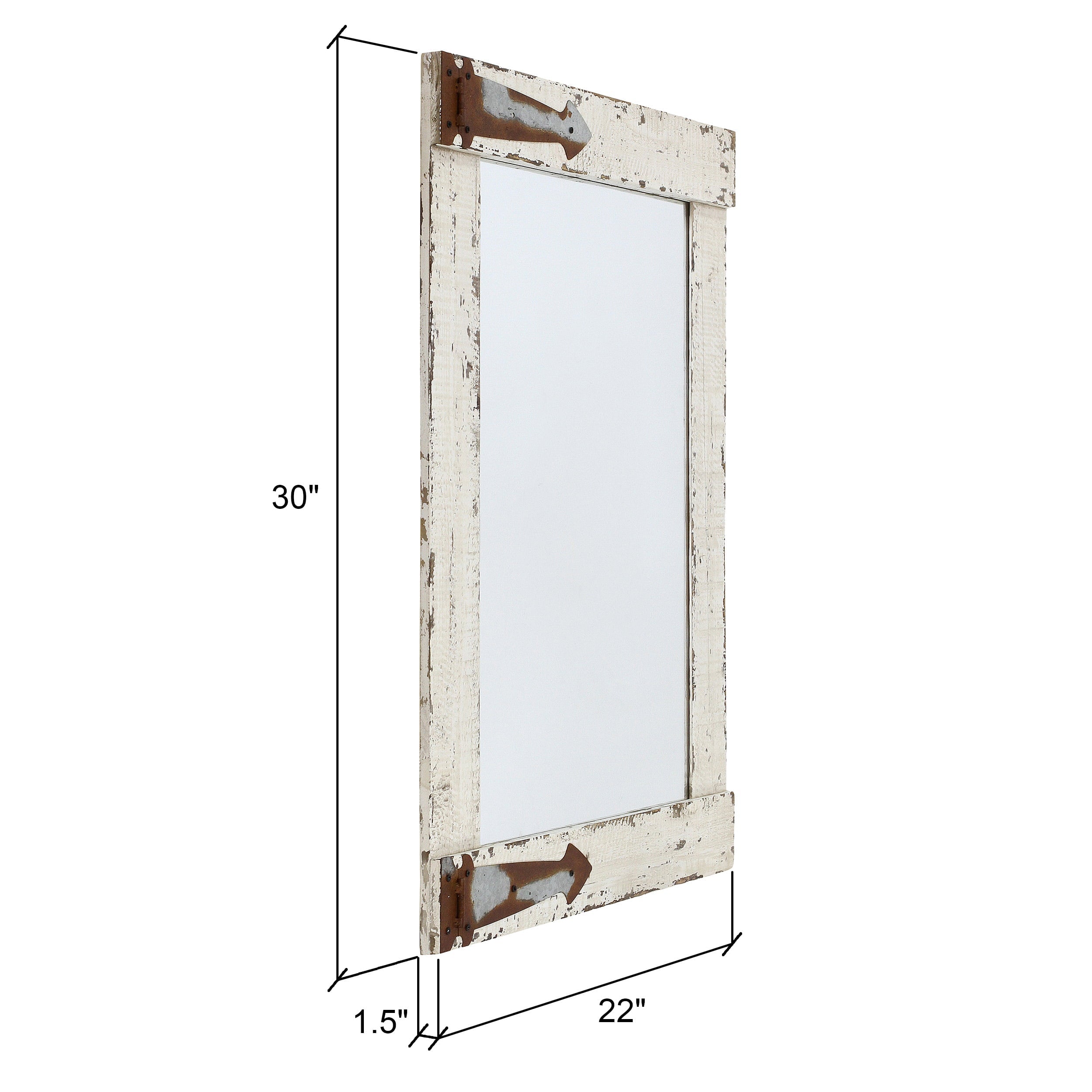 Serenad Farmhouse Wall Mirror White 30" x 22" by Aspire