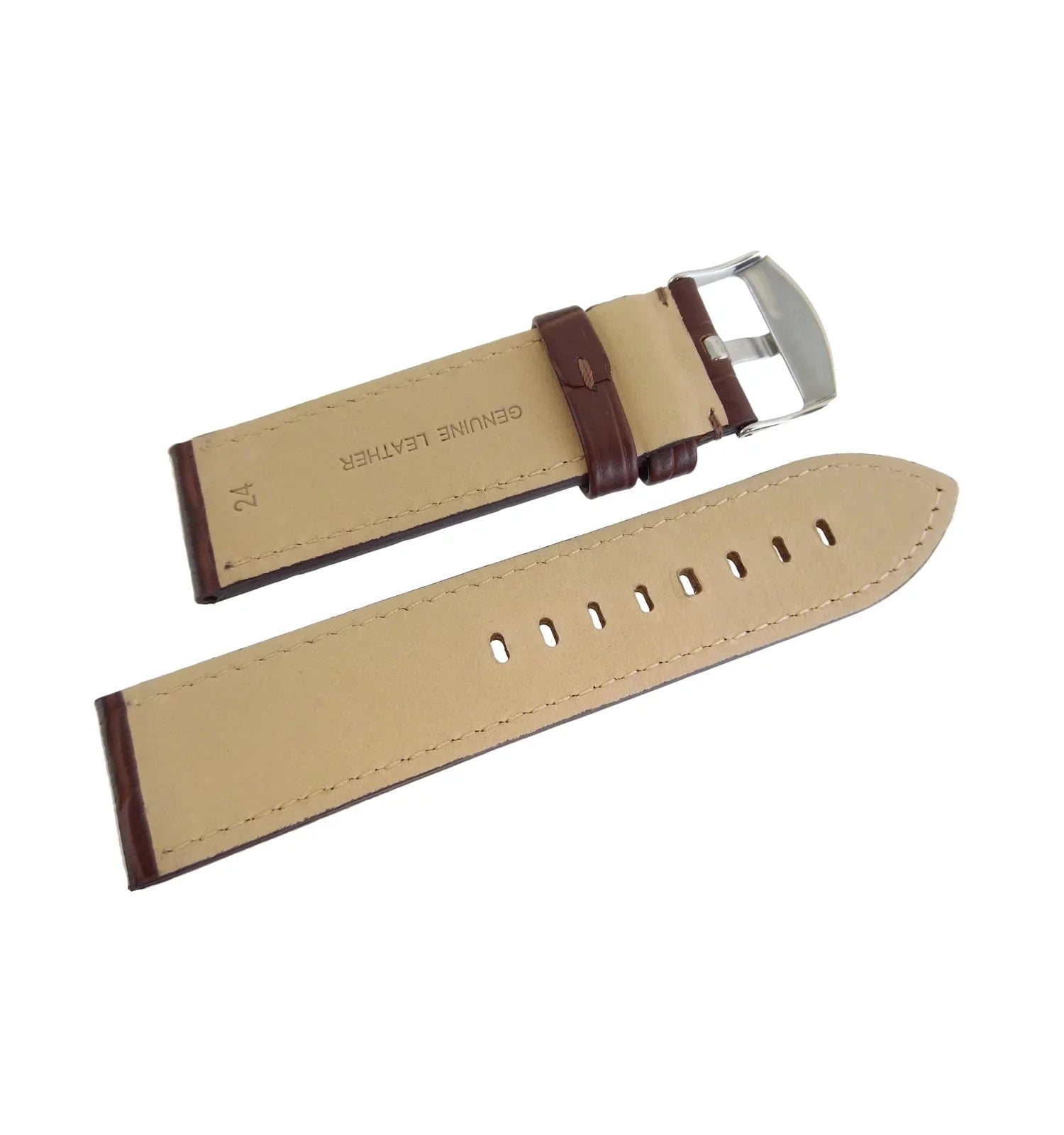 Hadley Roma MS910 24mm Brown Alligator Grain Panerai Style Men's Watch Band