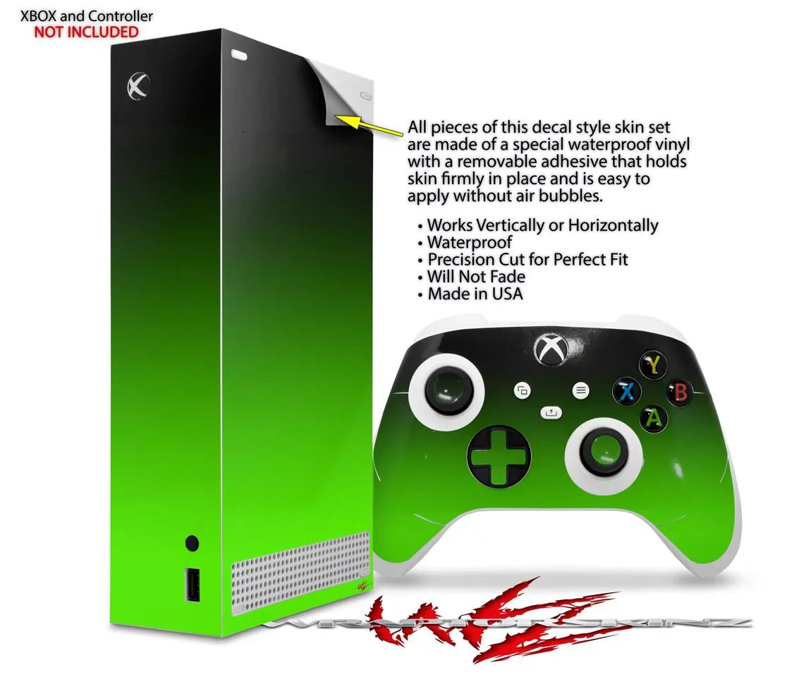 WraptorSkinz Skin Wrap Suitable with the 2020 XBOX Series S Console and Controller Smooth Fades Green Black (XBOX NOT INCLUDED)