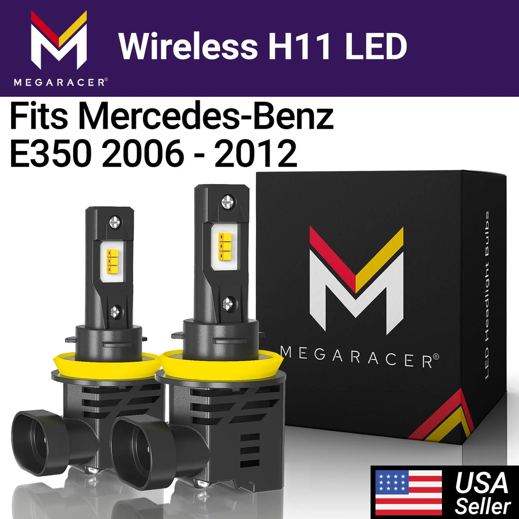 Mega Racer Mercedes-Benz E350 Wireless H11 H8 H9 H16 LED Headlight Bulbs 6500K Cool White 12V 50W 12000LM Mercedes-Benz E350 2006 2007 2008 2009 2010 2011 2012 06 - 12 Fog Light Automotive Replacement