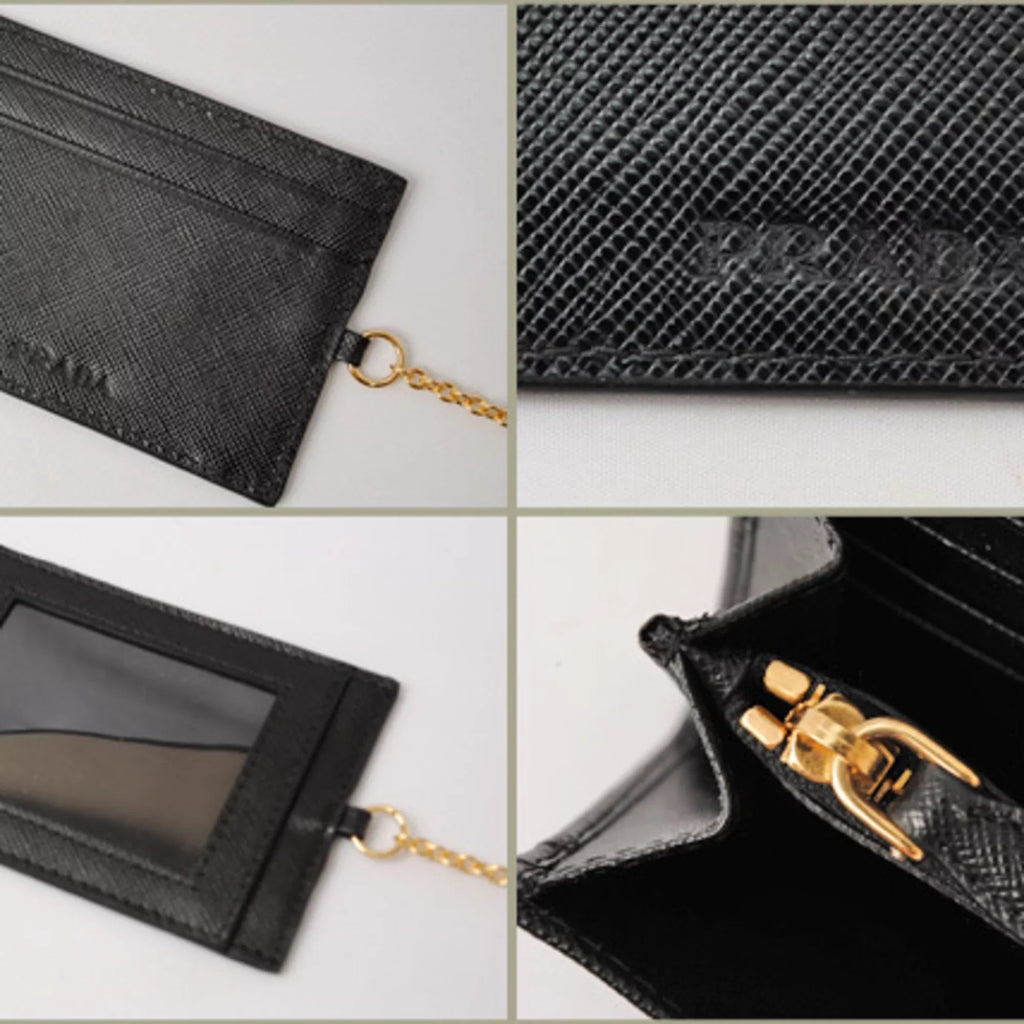 Pre-Owned Prada Wallet PRADA Long wallet 1M1132 Pass Case with Saffiano Triangle NERO Black Outlet (Like New)