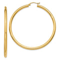 Real 14kt Yellow Gold Polished 3mm Lightweight Tube Hoop Earrings; Adults and Teens; Women and Men