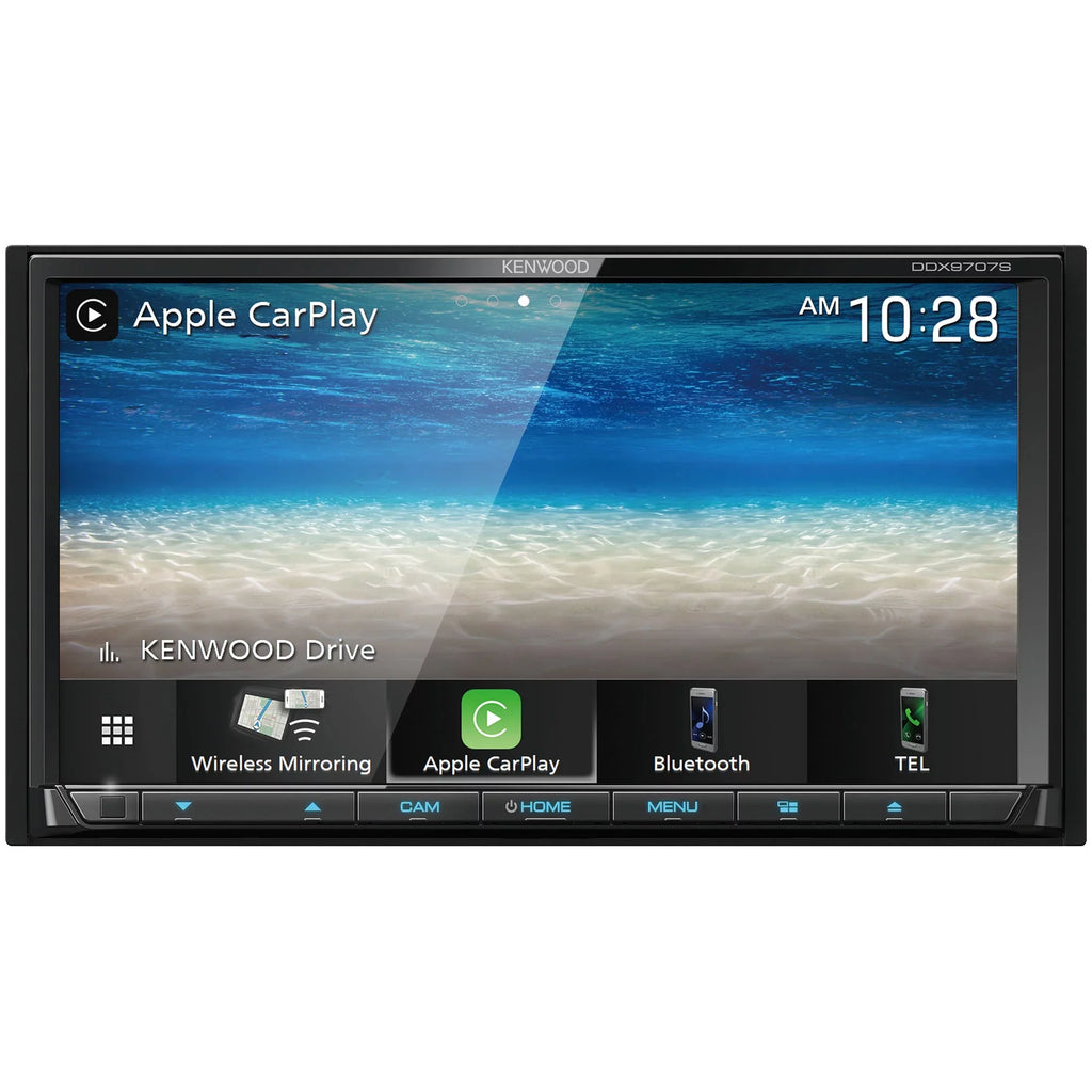 Kenwood DDX9707S MultiMedia Receiver with CMOS-320LP Multi-Angle Rear View Camera with License Plate Mounting