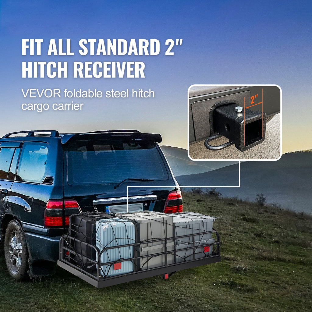 SKYSHALO 60x24x14in Hitch Mount Cargo Carrier 400lb & Stabilizer Fits 2" Receiver