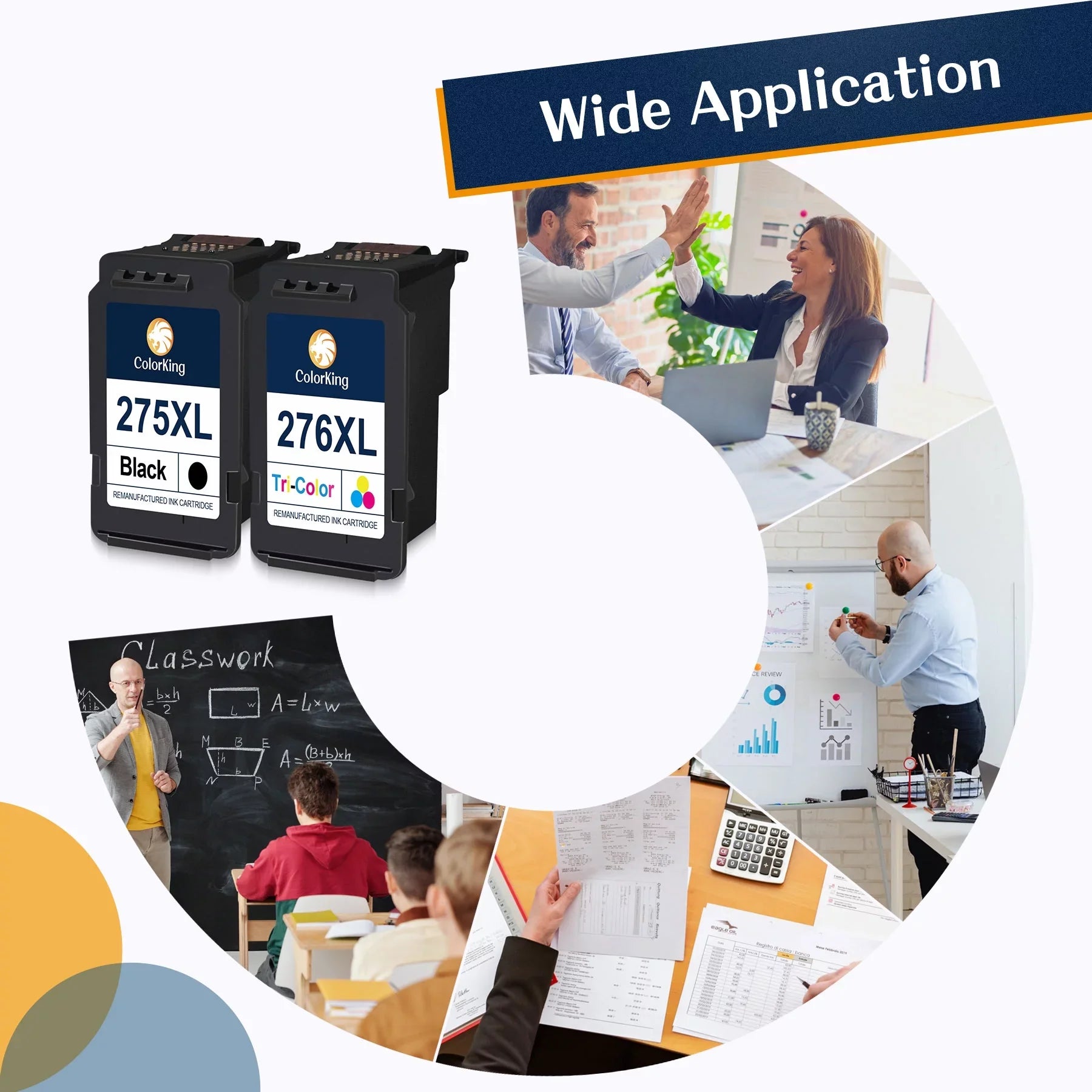275XL 276XL Ink Cartridge Replacement Canon PG-275 CL-276 275 276 Combo XL with Canon PIXMA TS3520 TS3522 TS3500 TR4720 TR4722 TR4700 Printer(2 Black, 1 Color)