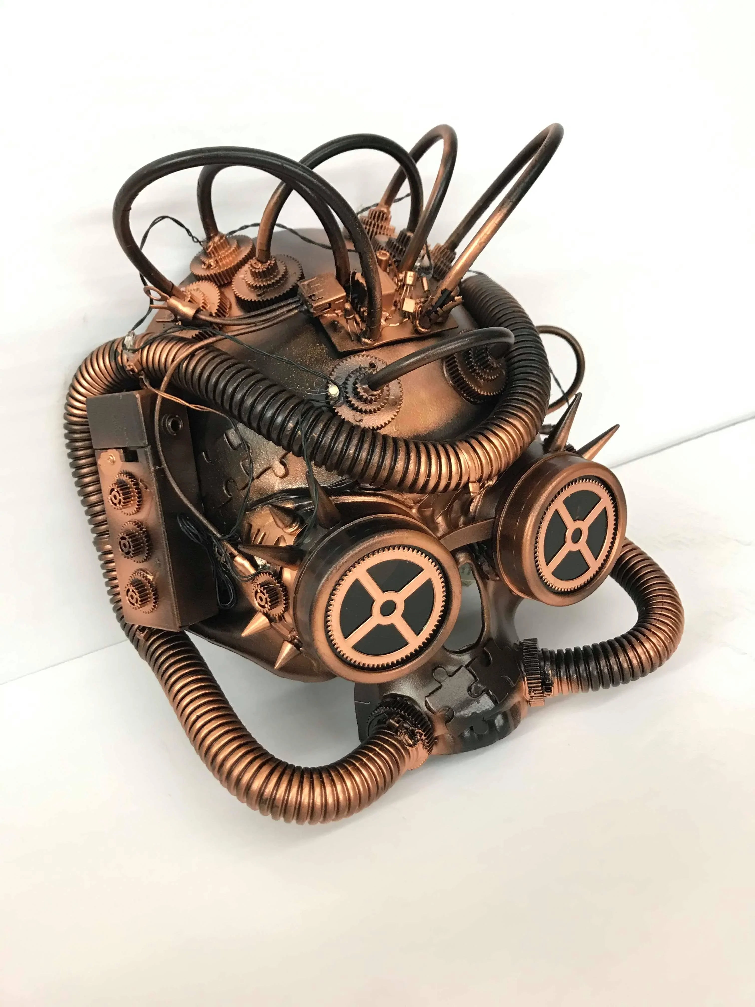 Steampunk LED Light-Up Skull Mask Goggles Copper Metallic Masquerade Adult Post