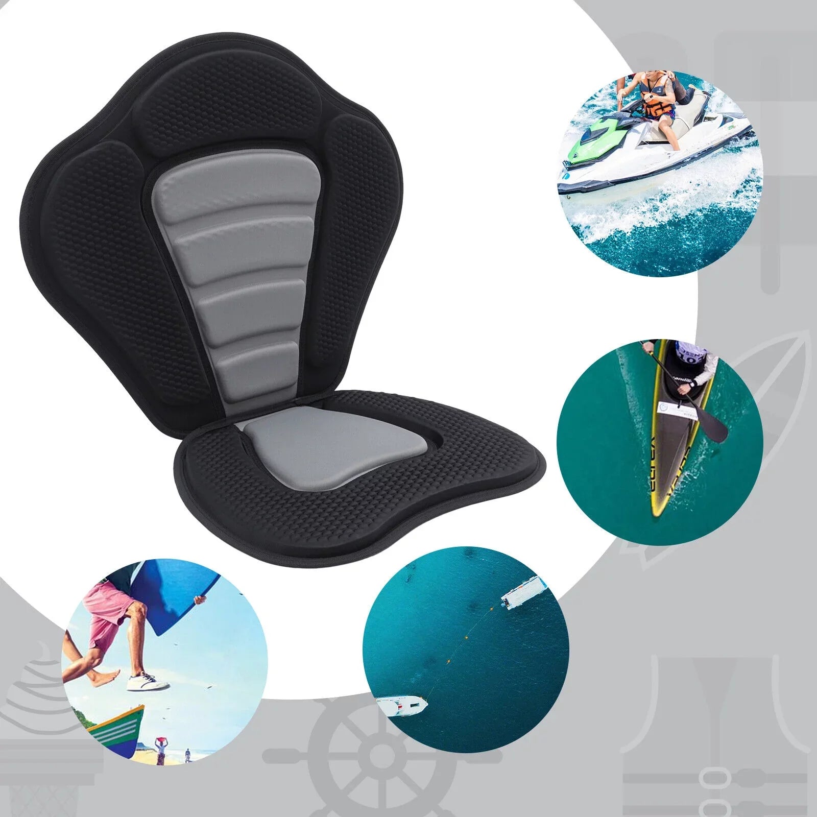 Padded Kayak Seat Cushion Seat Comtable Rest Kayak Seat w/ Storage Bag Seat