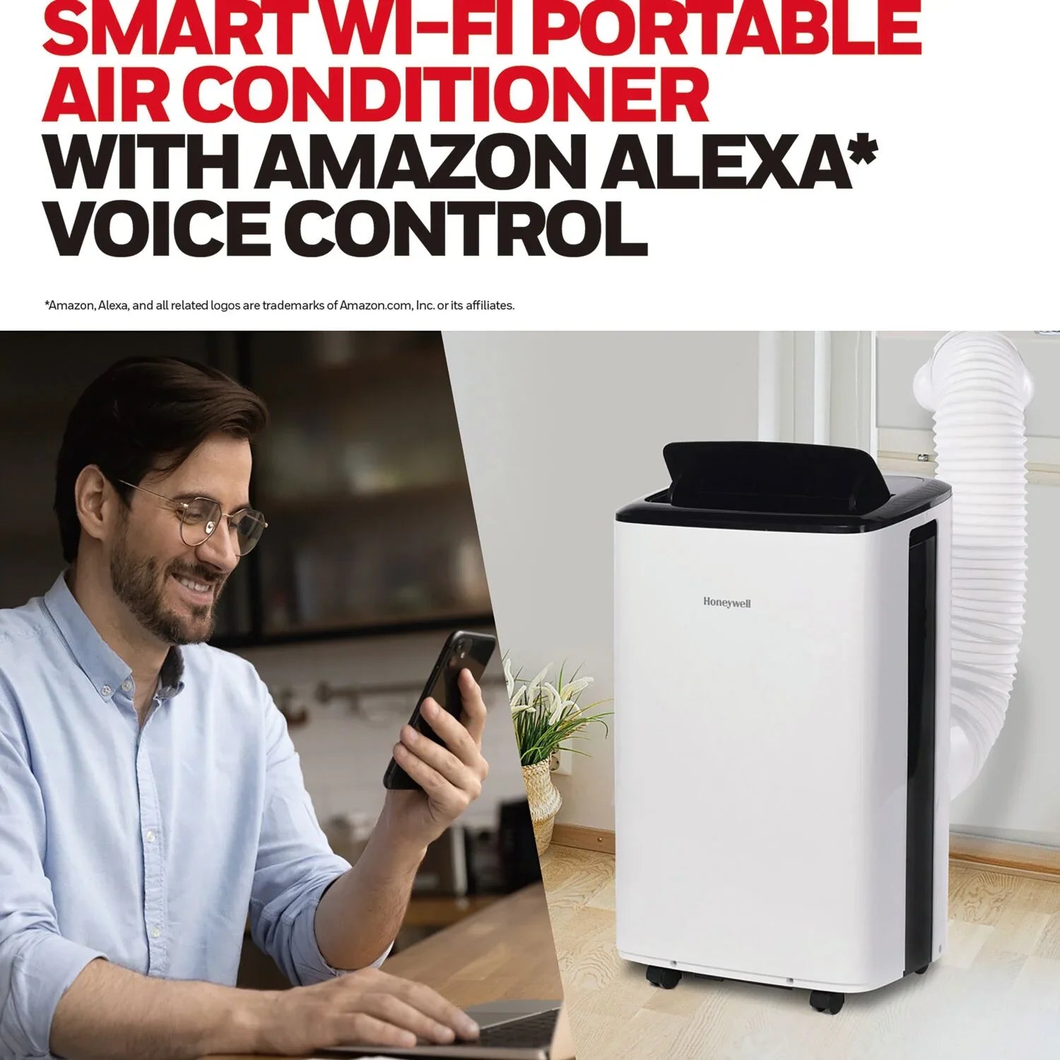 Honeywell 10,000 BTU Smart WiFi Portable Air Conditioner & Dehumidifier with Voice Control, HF0CESVWK6