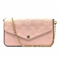 Pre-Owned LOUIS VUITTON Louis Vuitton Monogram Implant Pochette Felicie M67856 Chain Wallet Bag Pink G Hardware Gold Rose Ballerine Women's (Fair)