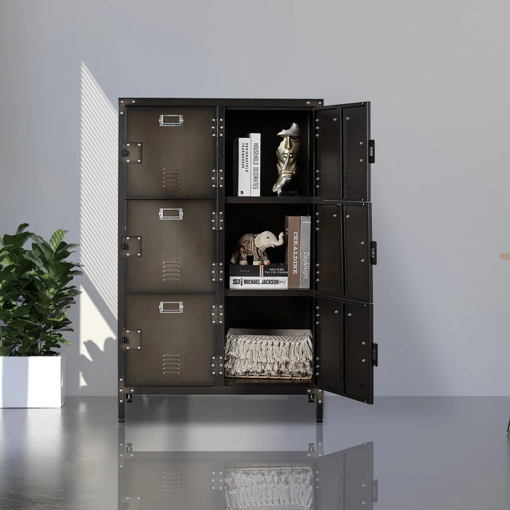STANI Metal Locker 47.3" Steel Storage Cabinet with 2 Shelf ,Office School Gym Bedroom Metal Storage Locker Cabinets Employees Students Steel Locker