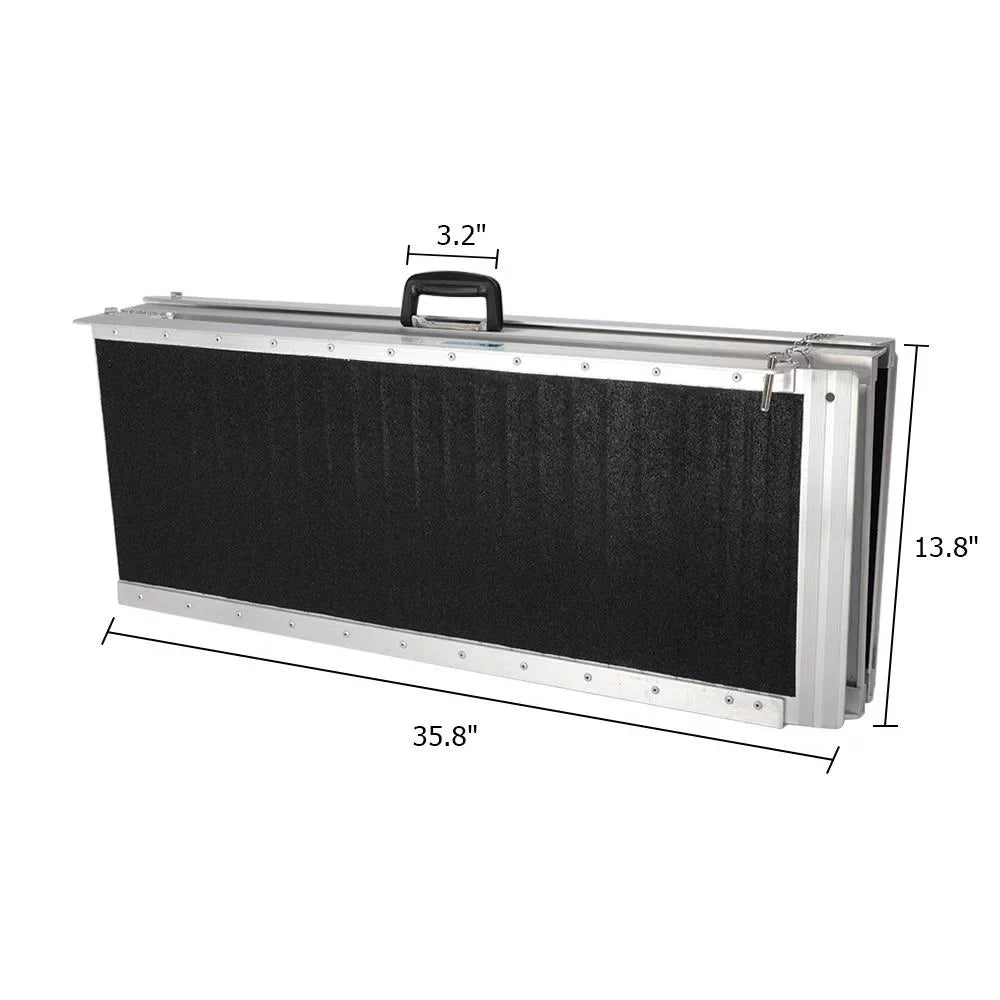 Ktaxon Portable Aluminum Non-skid Multifold Wheelchair Ramp Mobility Scooter Carrier 6FT 72" x 28"