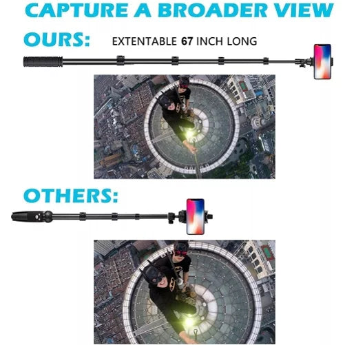 67" Extendable Tripod Stand Wireless Remote Shutter Selfie Stick K4P Samsung Galaxy J7 V (2017) Perx S6 Edge+ S7 Edge S8 active S10e S10 On5 J3 Emerge 5G Note 9 8 20 10 Plus S21 FE 5G J5