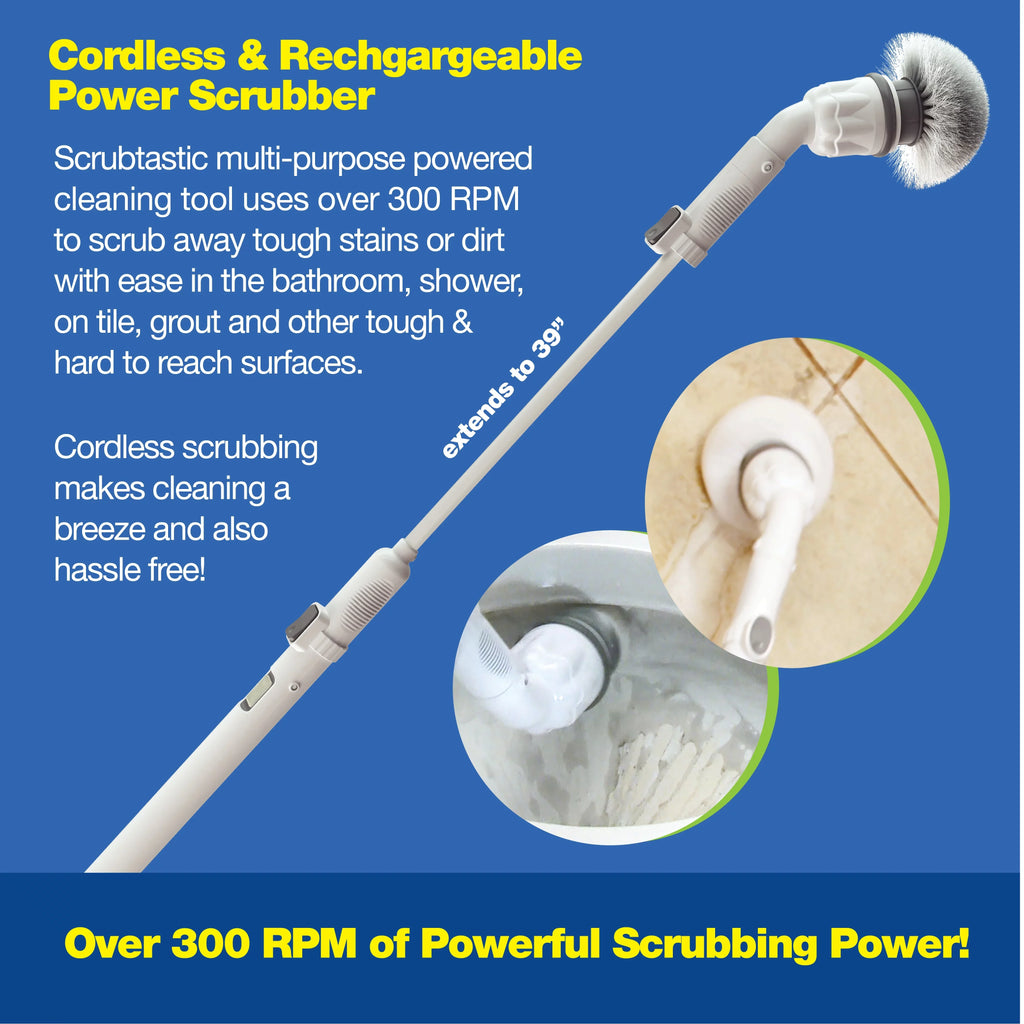 Scrubtastic Spin Scrubber Electric Scrubber Multi-Purpose Surface Scrubber and Cleaner, 1 Pack & 3 Brush Heads