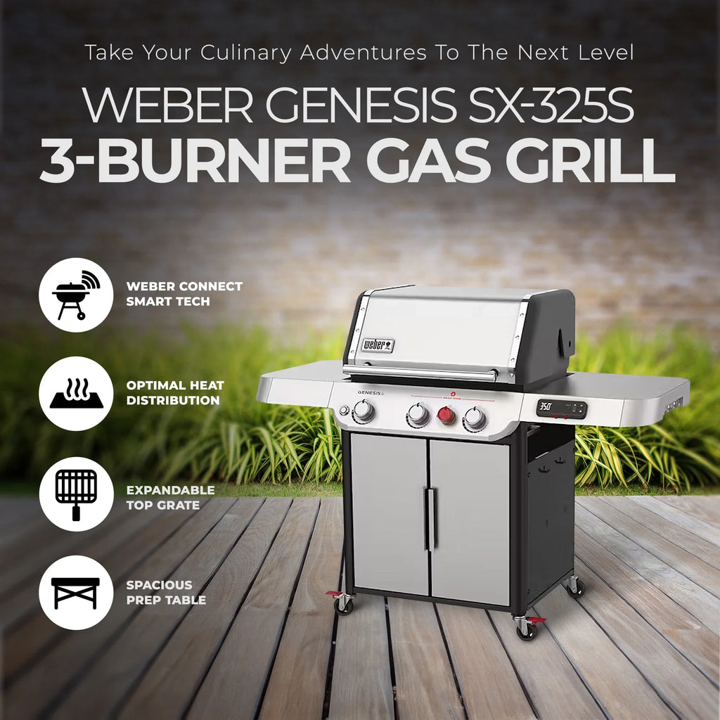 Weber Genesis Smart SX-325s 3-Burner Propane Gas Grill in Stainless Steel with Connect Smart Grilling Technology