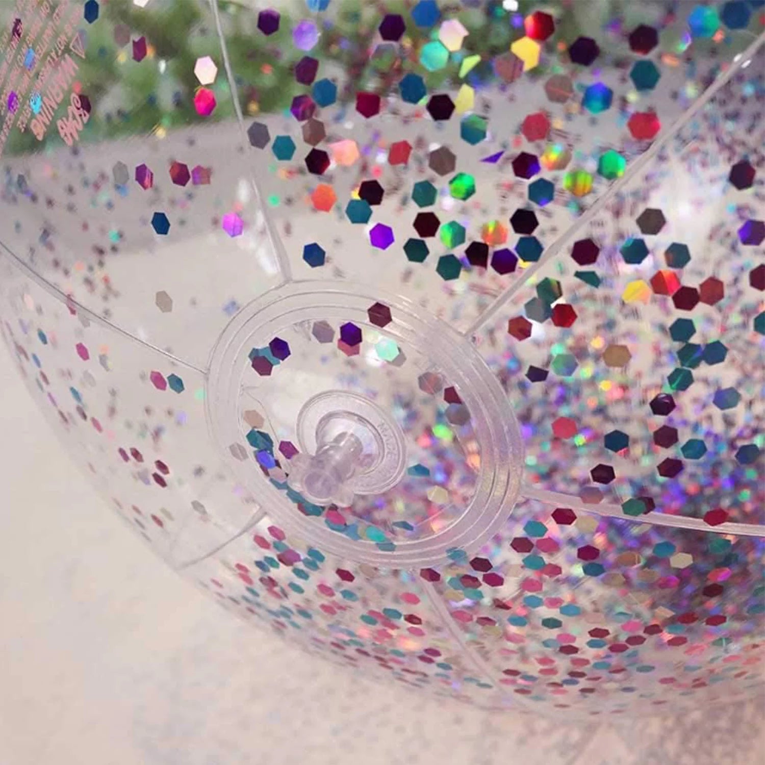 Lina Inflatable Beach Ball Pool Accessory Glitter Confetti 16 & 24 Inch Outdoor Beach Theme Water Sand Toy Beach Party Decoration, Pool Party Supplies Beach Balls -Set of 5 |