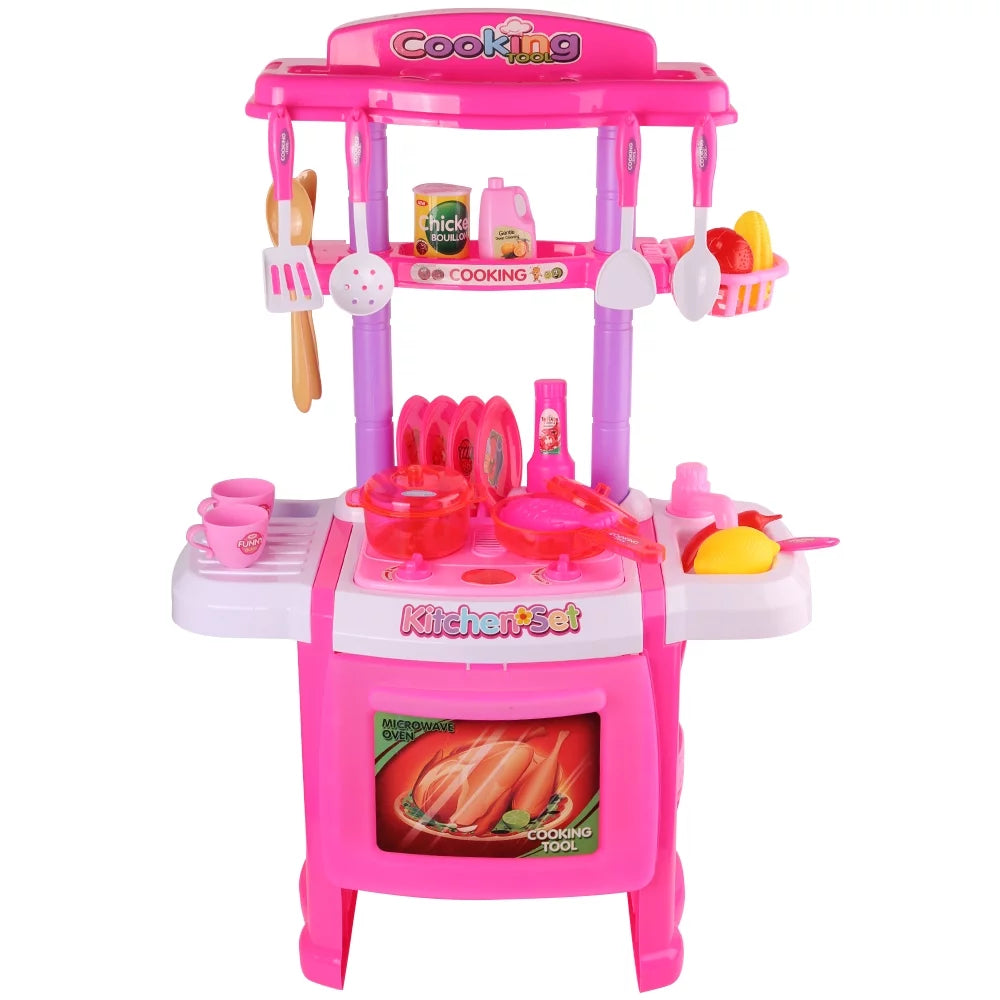 Little Chef's Pretend Kitchen Cooking Play Set with Food, Cups, Utensils, Pots and Pans