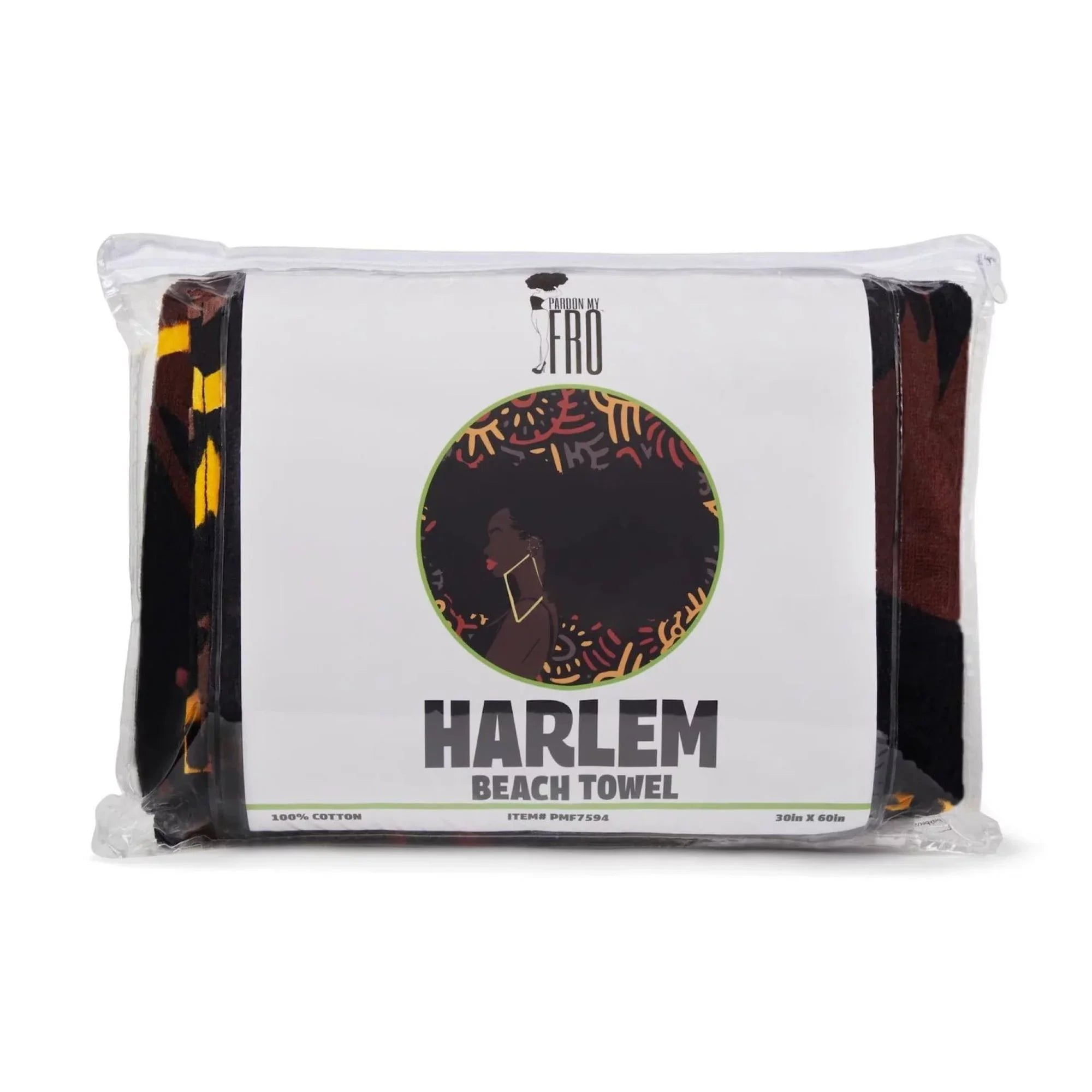 Pardon My Fro Harlem Black Large Plush Cotton Beach Towel Women 30" x 60", 1 Piece