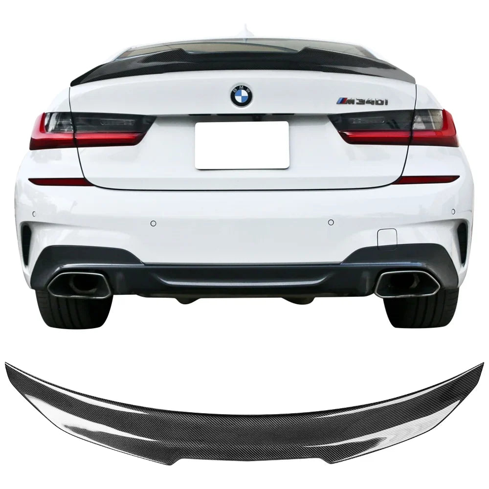 Ikon Motorsports with 19-23 BMW 3-Series G20 PSM Style Rear Trunk Spoiler Wing Carbon Fiber 2019 2020
