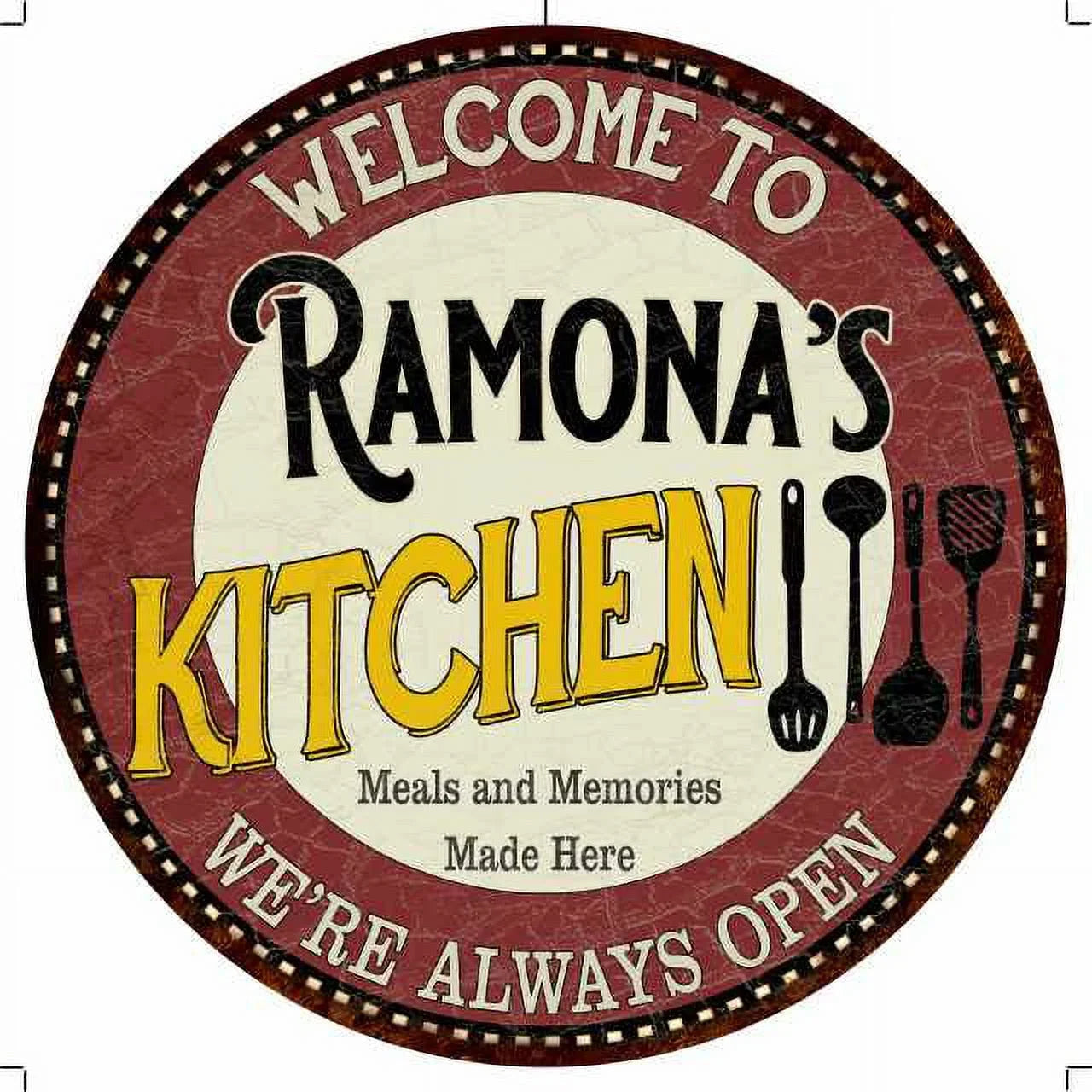 Ramona's Kitchen 14" Round Metal Sign Bar Game Room Wall Decor 100140040298