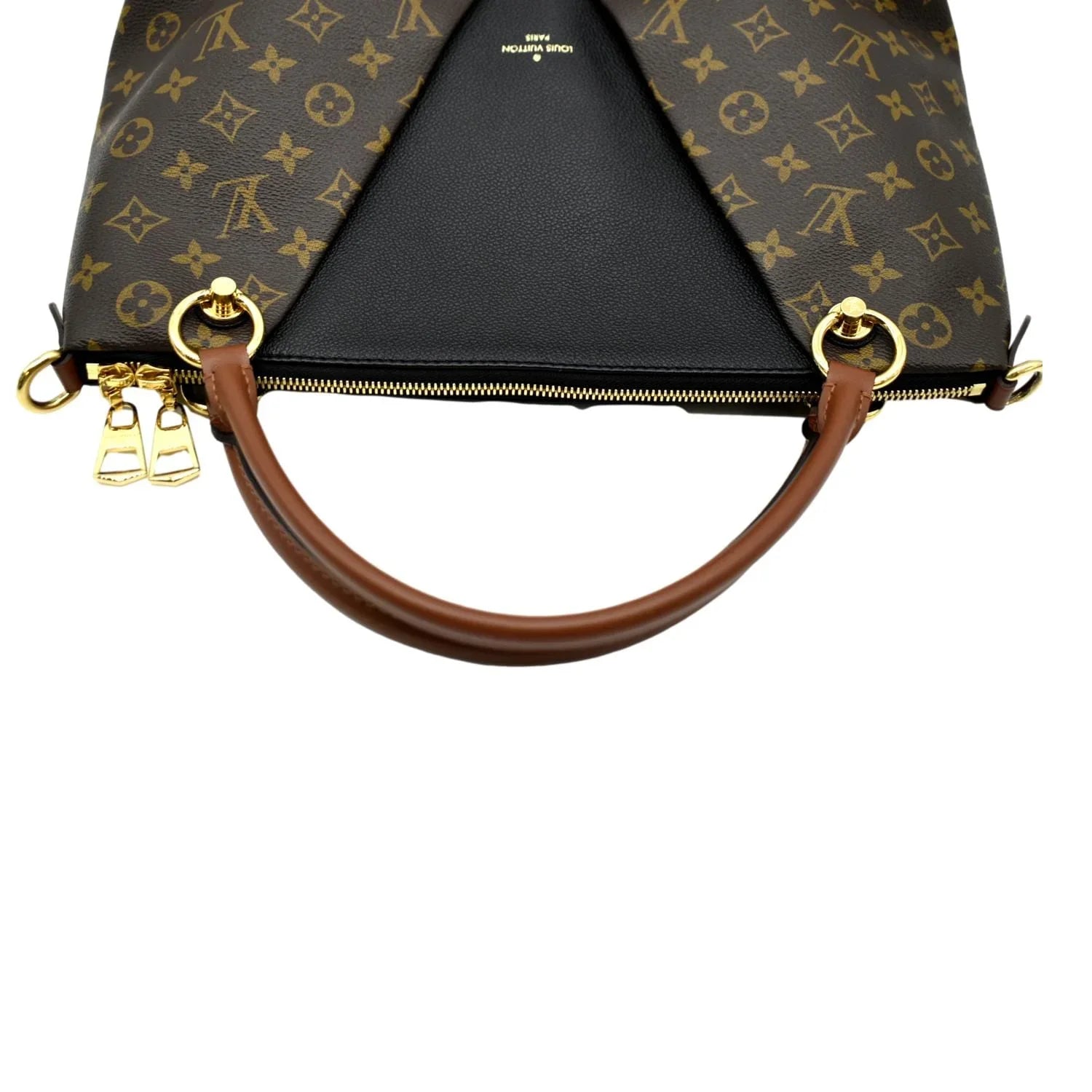 Pre-owned LOUIS VUITTON V MM Monogram Leather Hobo Bag Black